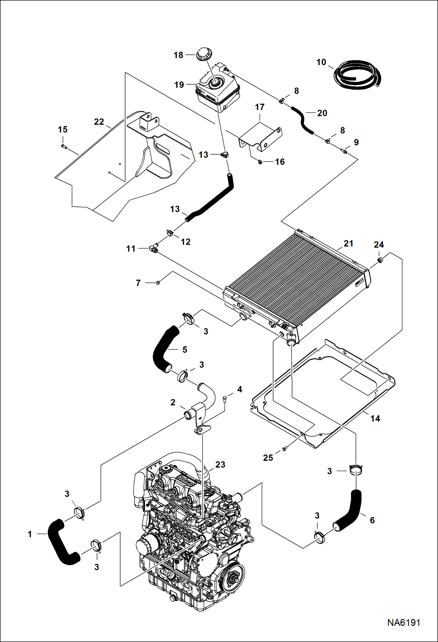 Схема запчастей Bobcat A-Series - COOLING SYSTEM (Engine) POWER UNIT