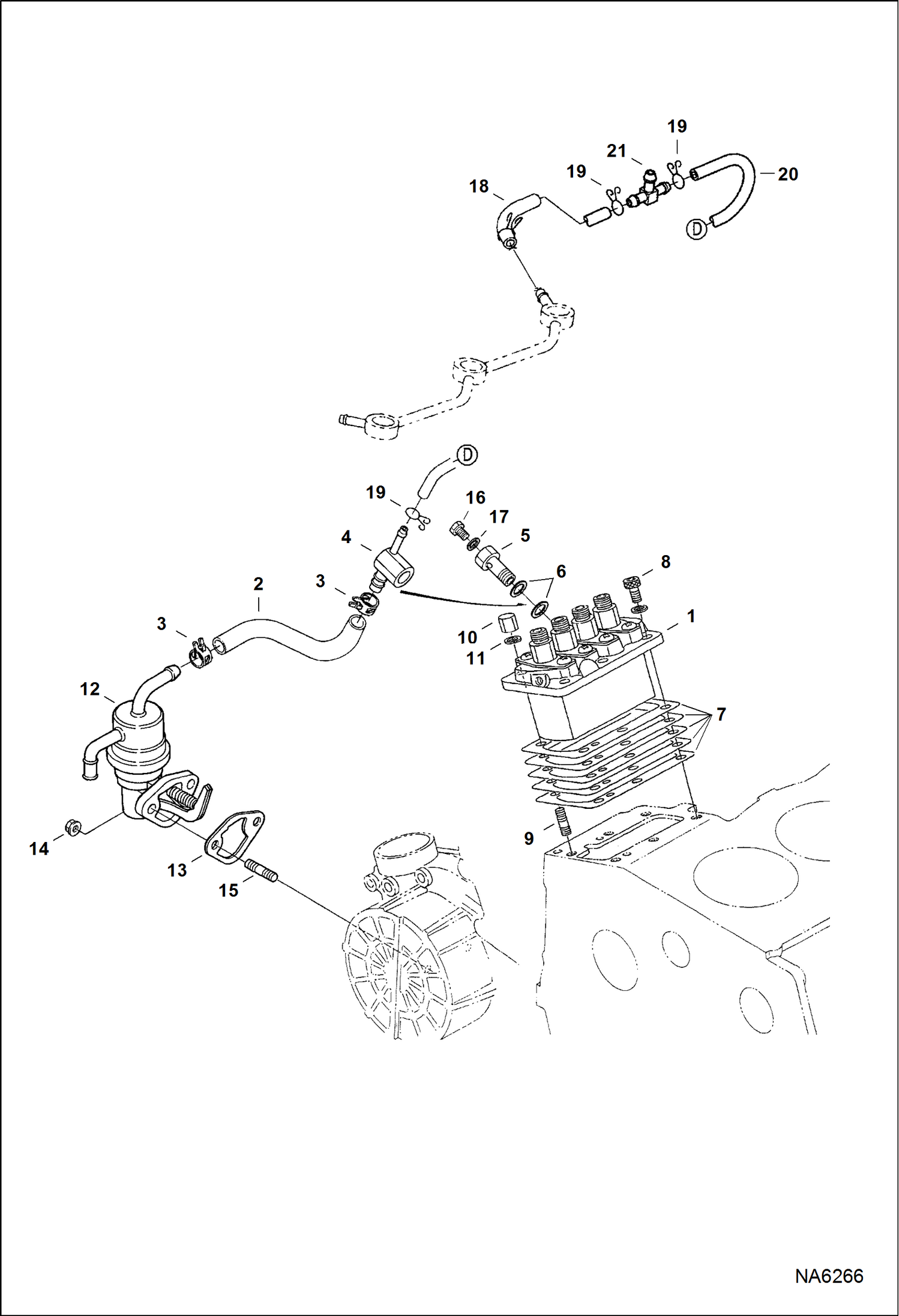 Схема запчастей Bobcat E26 - INJECTION PUMP & FUEL PUMP POWER UNIT