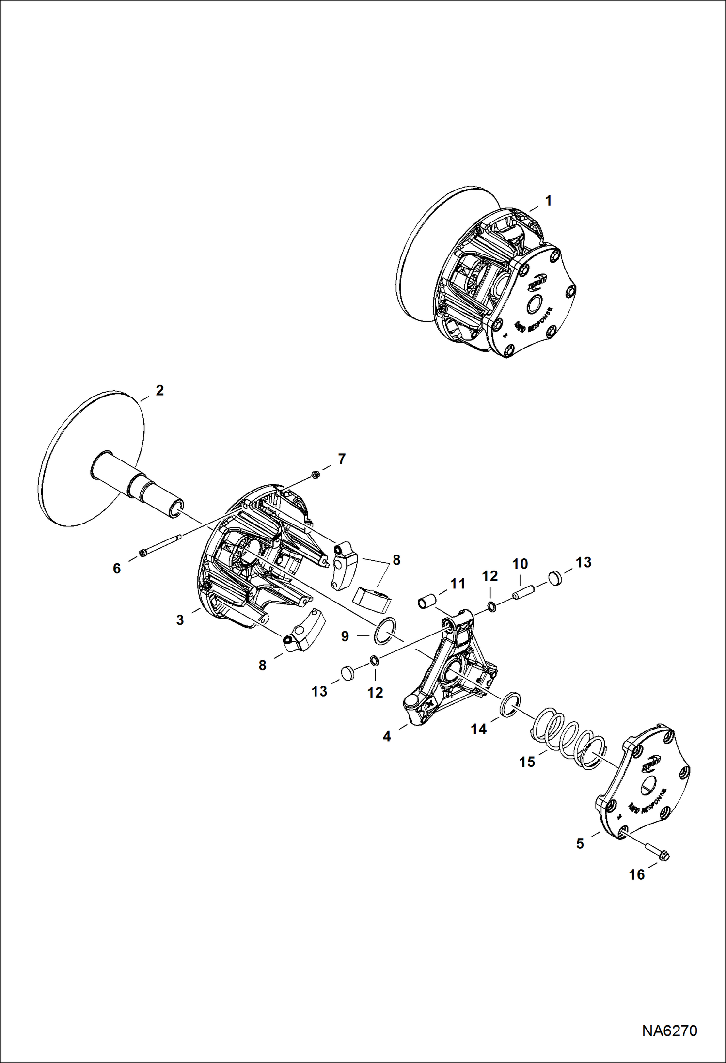 Схема запчастей Bobcat 2200 - DRIVE CLUTCH (3-weight) DRIVE TRAIN