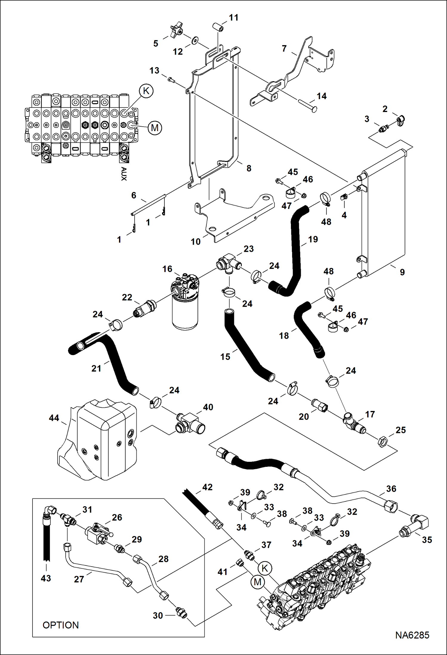 Схема запчастей Bobcat E26 - HYDRAULIC CIRCUITRY (Cooler/Filter) HYDRAULIC SYSTEM