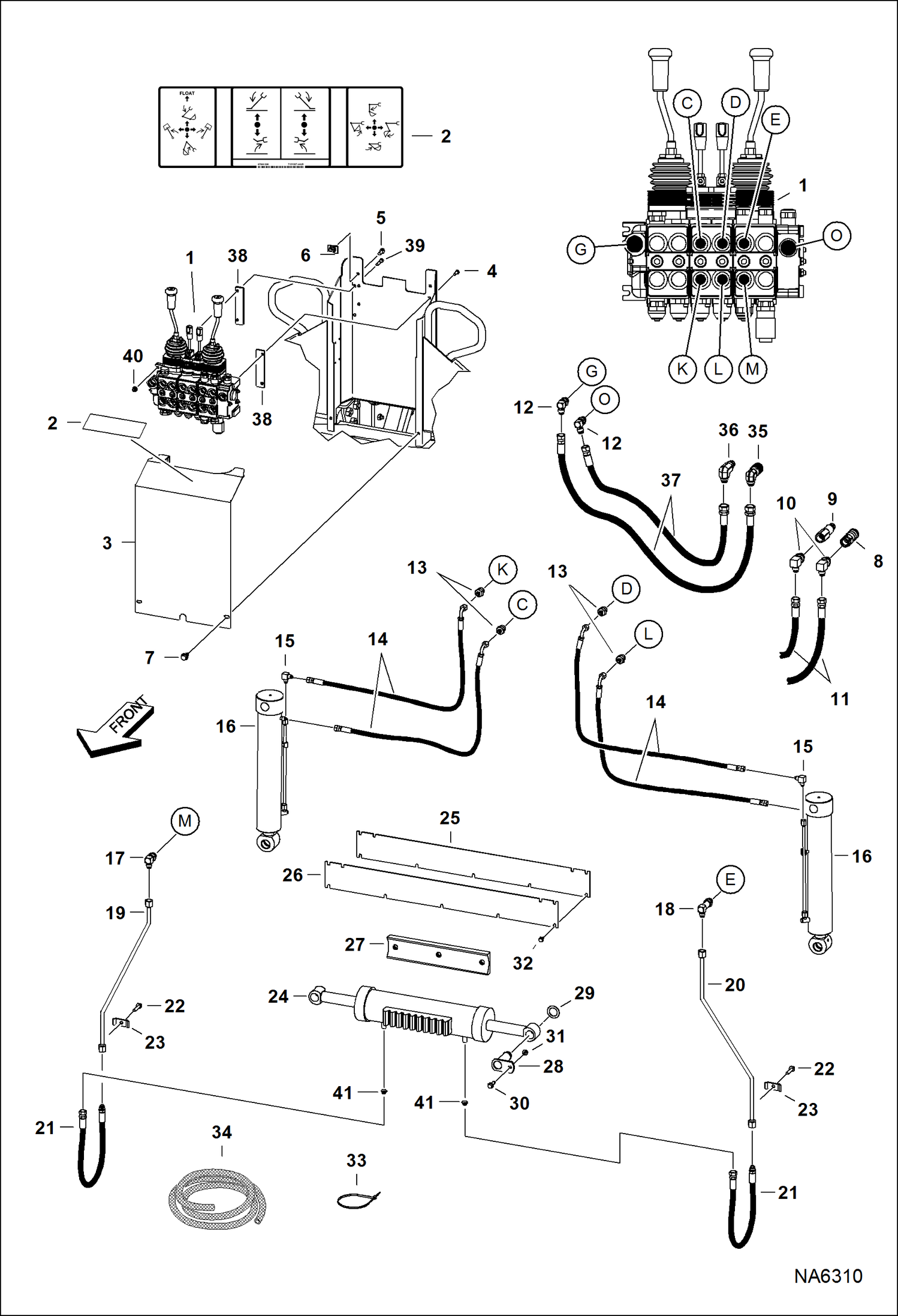 Схема запчастей Bobcat BACKHOE - BACKHOE (Main Frame Hydraulics) (W/5 Sections) (8811 A558 & B393) 811/8811 BACKHOE