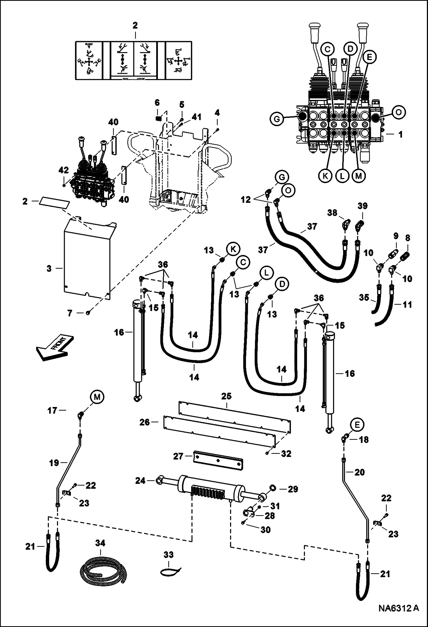 Схема запчастей Bobcat BACKHOE - BACKHOE (Main Frame Hydraulics) (W/5 Sections) (709 A54M) 709 BACKHOE