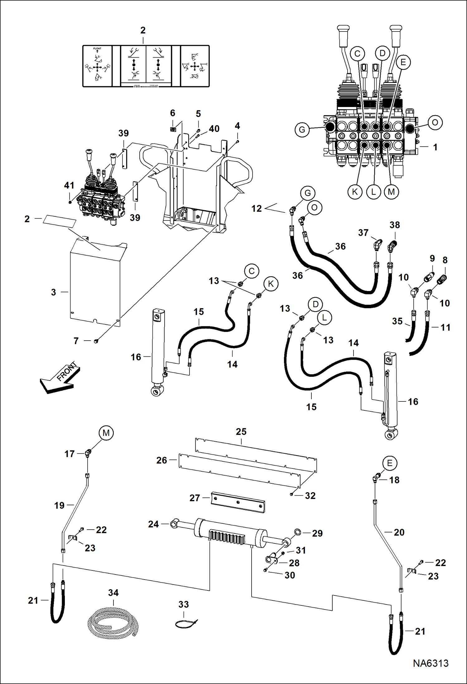 Схема запчастей Bobcat BACKHOE - BACKHOE (Main Frame Hydraulics) (W/5 Sections) (709FDS A5F3) 709 BACKHOE