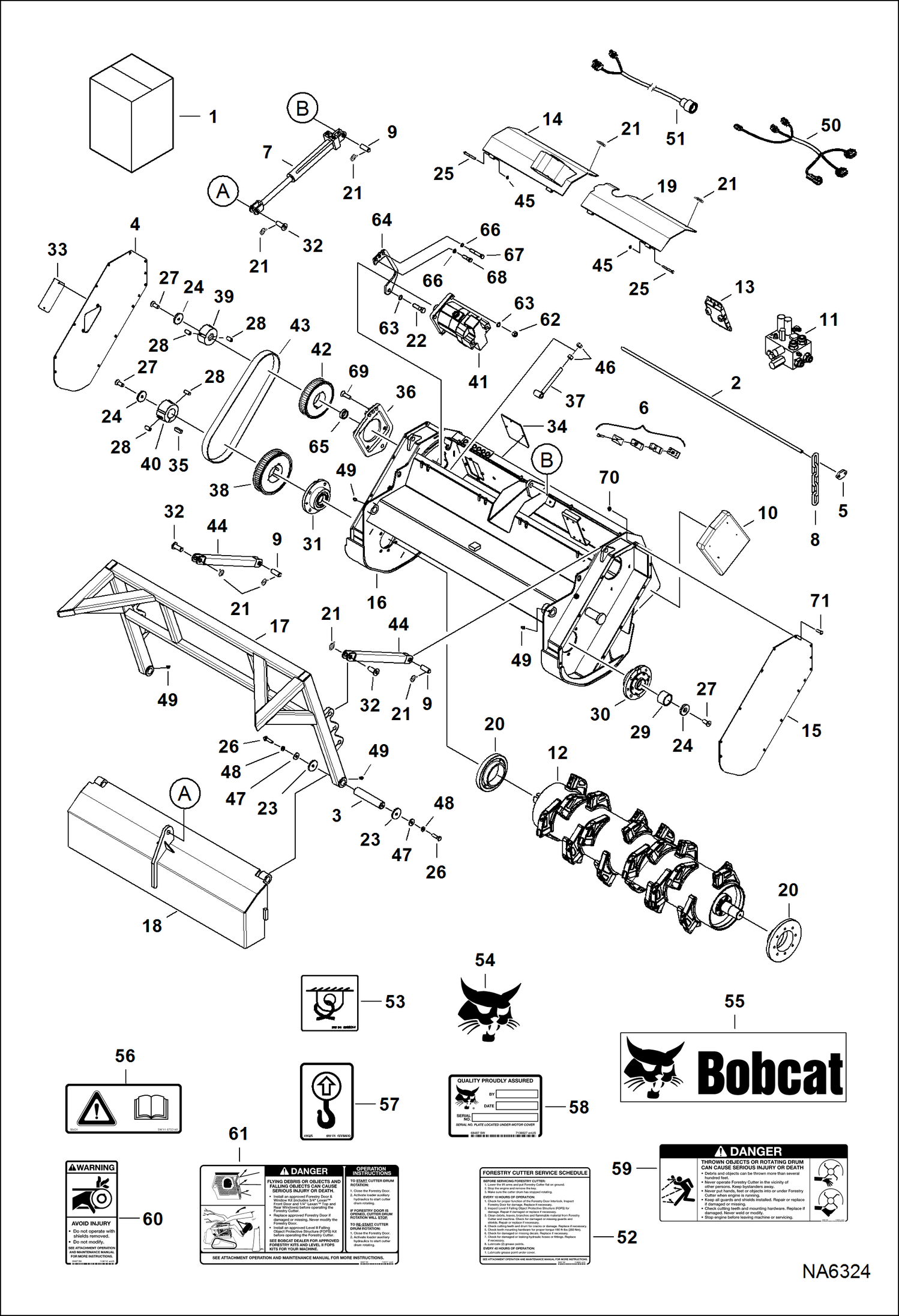 Схема запчастей Bobcat FORESTRY CUTTER - FORESTRY CUTTER (Main Frame) (FRC60 ATV1) Loader