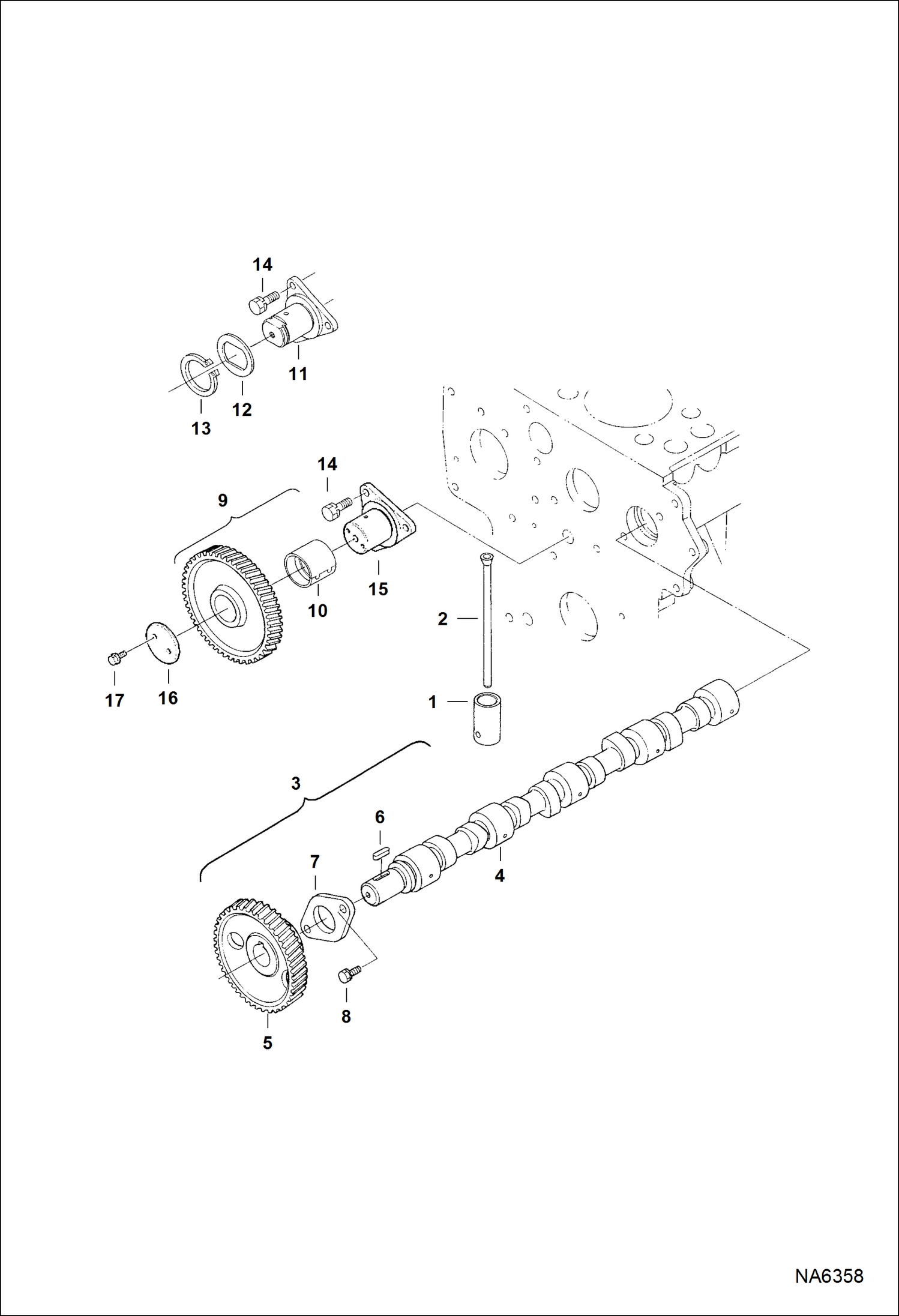 Схема запчастей Bobcat T-Series - CAMSHAFT & IDLE GEAR SHAFT POWER UNIT