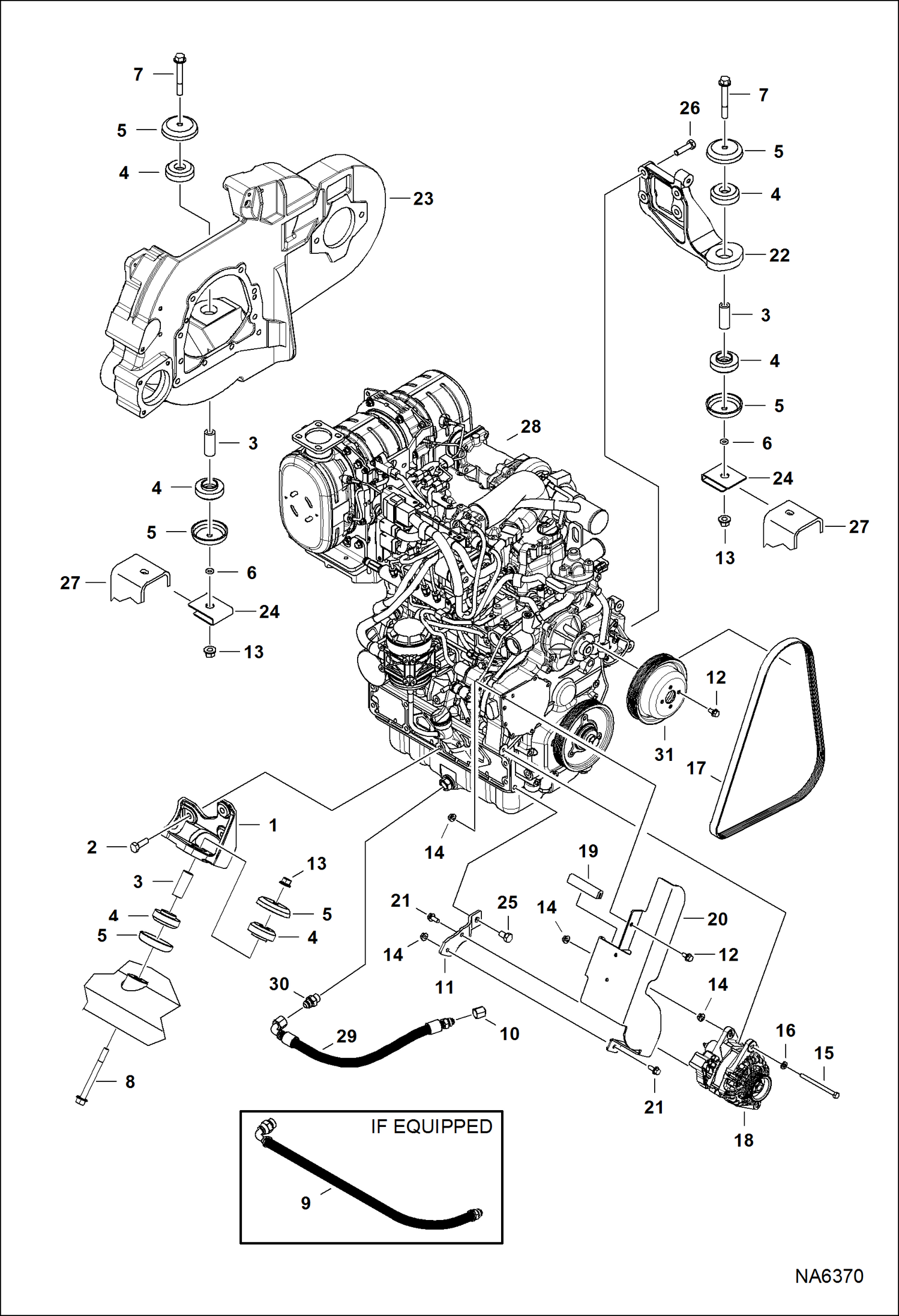 Схема запчастей Bobcat A-Series - ENGINE & ATTACHING PARTS (Engine Mounts) POWER UNIT