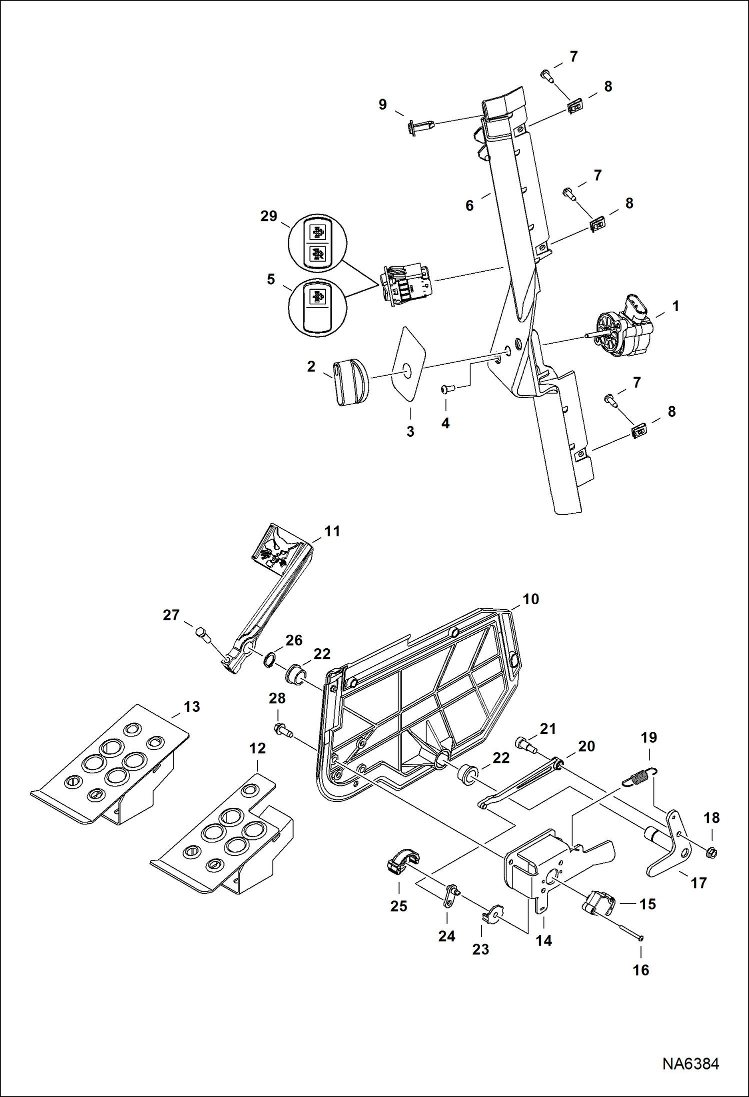 Схема запчастей Bobcat S-Series - ENGINE SPEED CONTROL (W/Foot Throttle) POWER UNIT