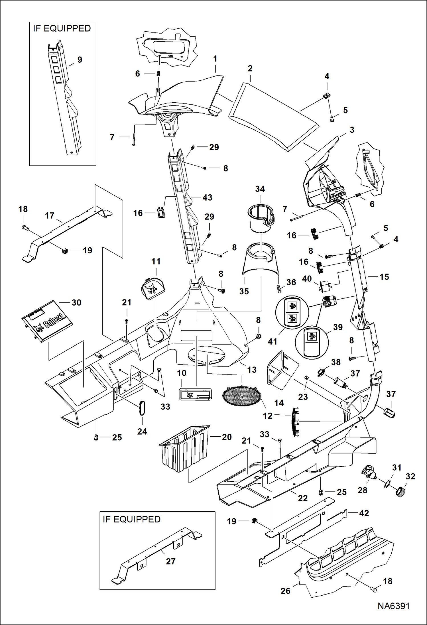 Схема запчастей Bobcat A-Series - OPERATOR CAB (Deluxe Interior) MAIN FRAME
