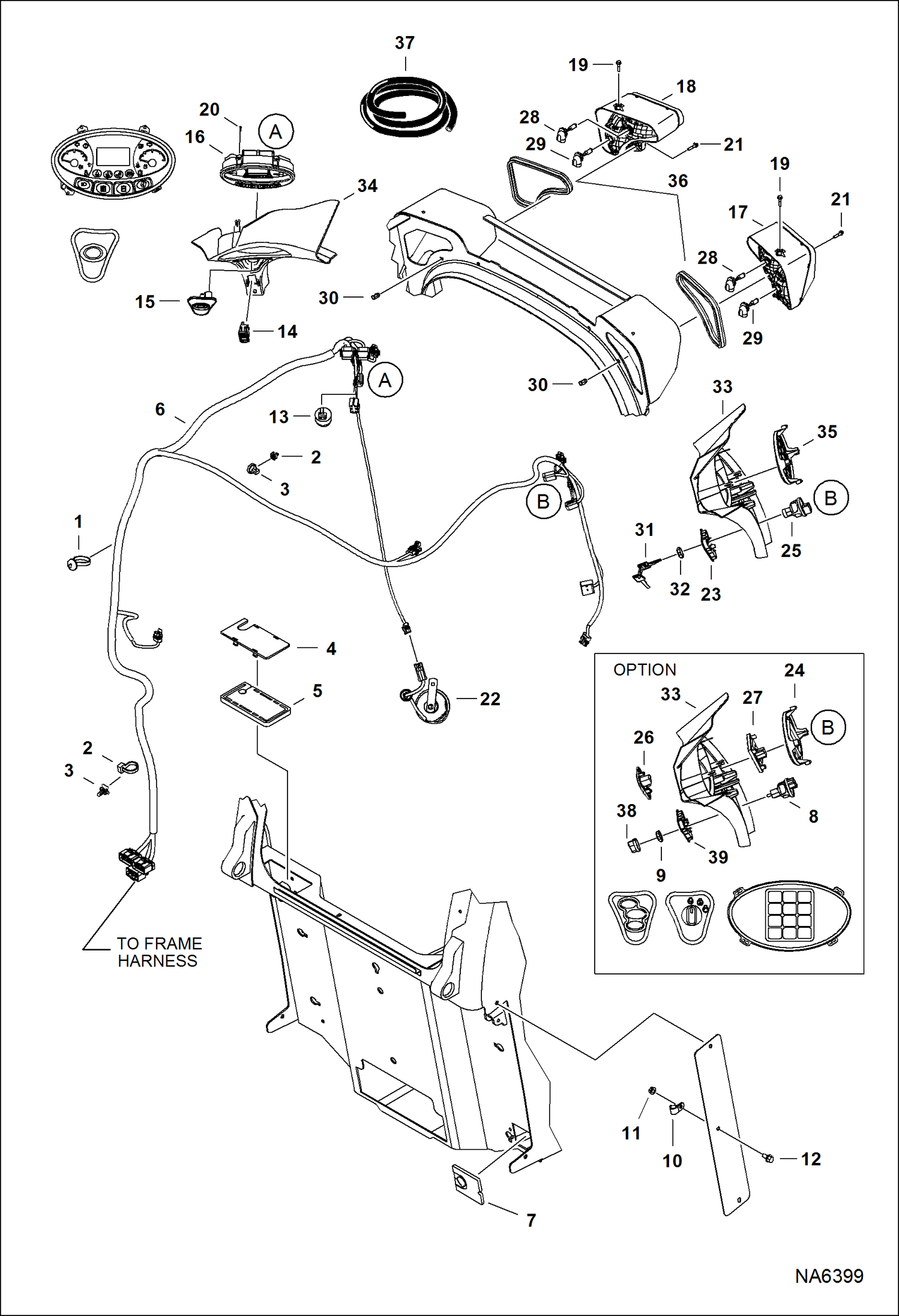 Схема запчастей Bobcat S-Series - CAB ELECTRICAL CIRCUITRY (Standard) ELECTRICAL SYSTEM