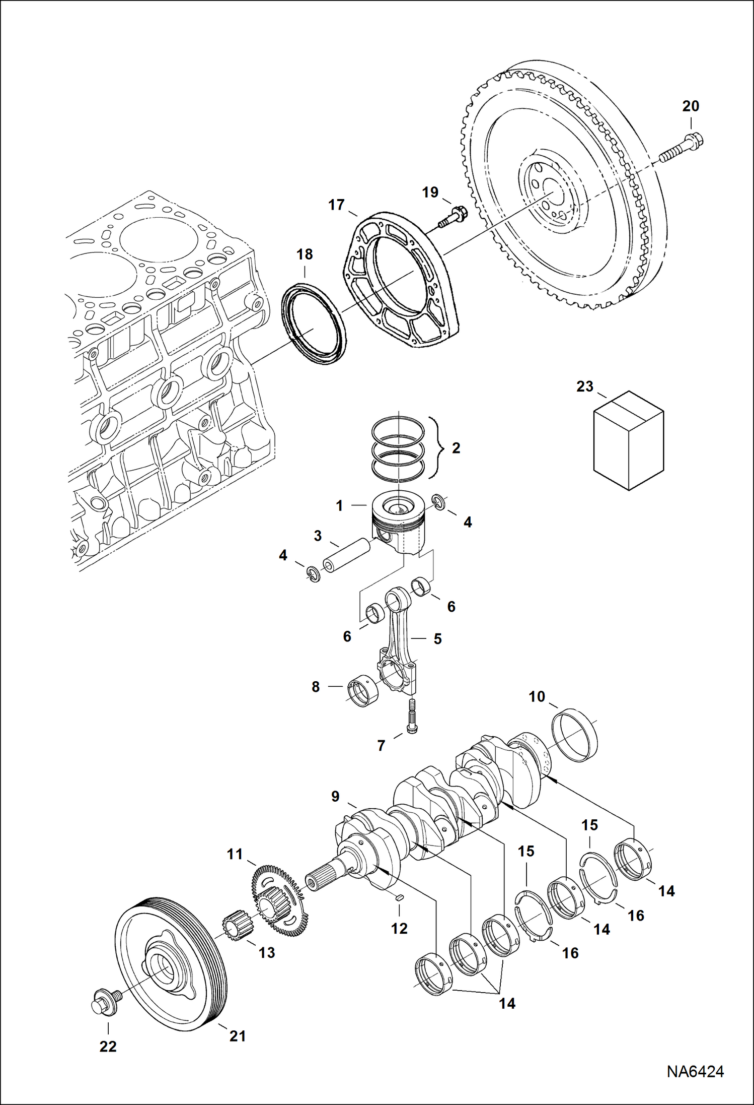 Схема запчастей Bobcat A-Series - PISTON & CRANKSHAFT POWER UNIT