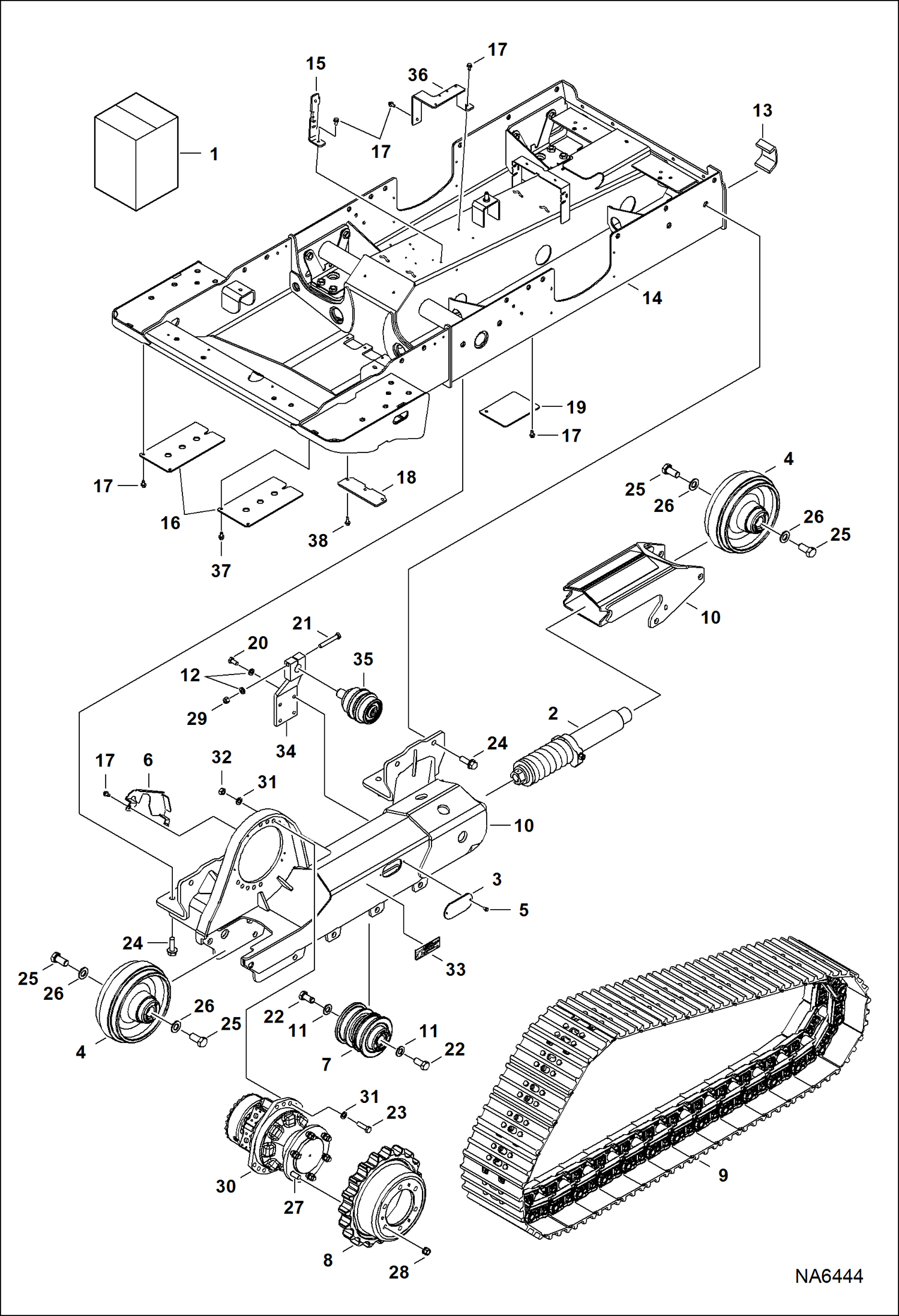 Схема запчастей Bobcat T-Series - DRIVE TRAIN (Solid Mount) (Steel Track) DRIVE TRAIN