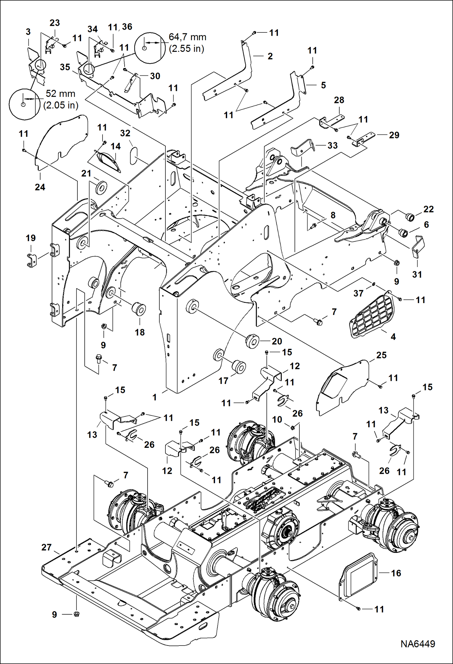 Схема запчастей Bobcat A-Series - MAIN FRAME (S/N A3P611542 & Above, A3P711566 & Above) MAIN FRAME