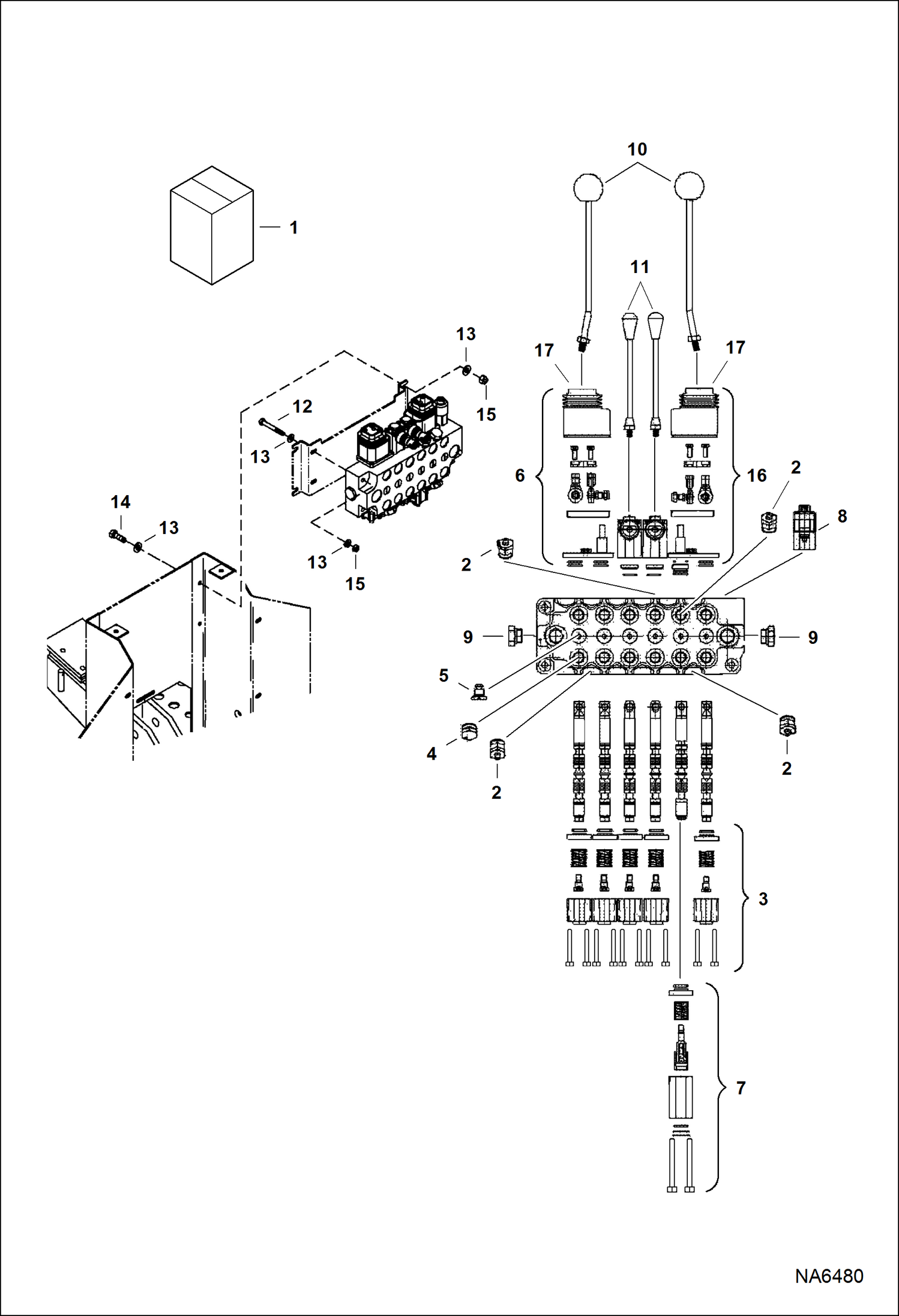 Схема запчастей Bobcat BACKHOE - BACKHOE 6TB (Control Valve) (One Piece Valve) (A91400533 & Above) BACKHOE