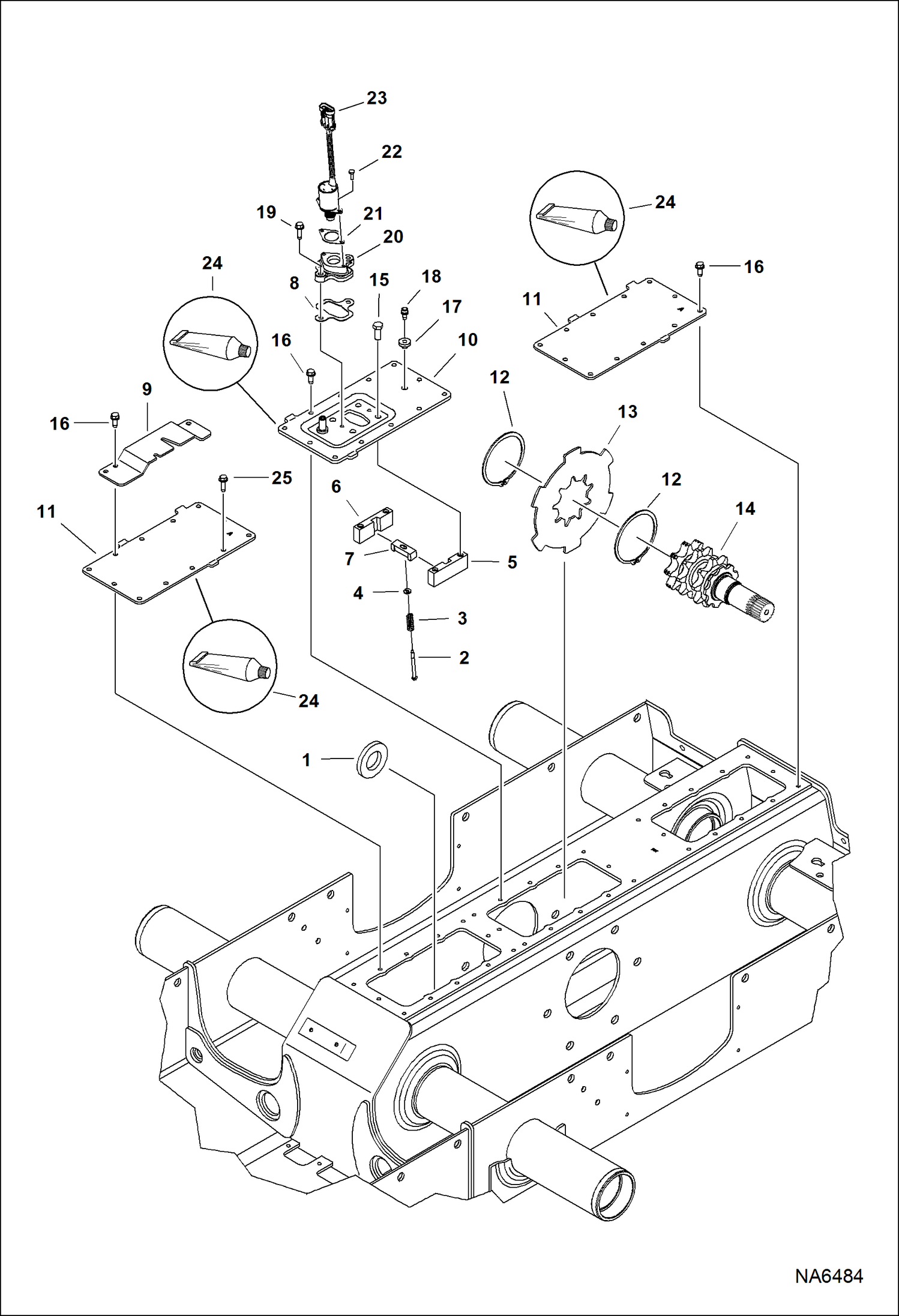 Схема запчастей Bobcat S-Series - DISC BRAKE (Single Speed Motor) DRIVE TRAIN