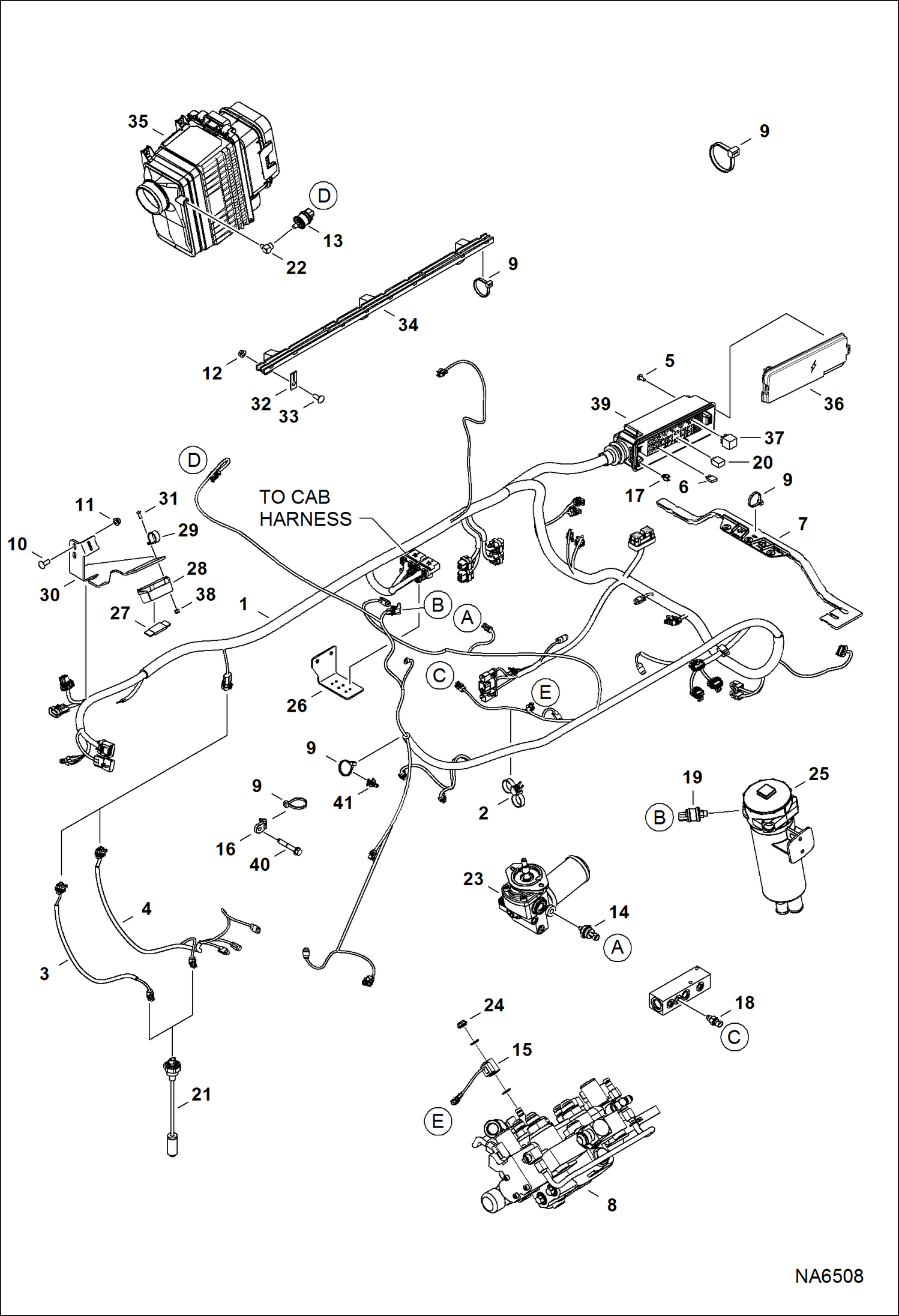 Схема запчастей Bobcat S-Series - ENGINE ELECTRICAL CIRCUITRY (Frame Harness & Filter Sensors) ELECTRICAL SYSTEM