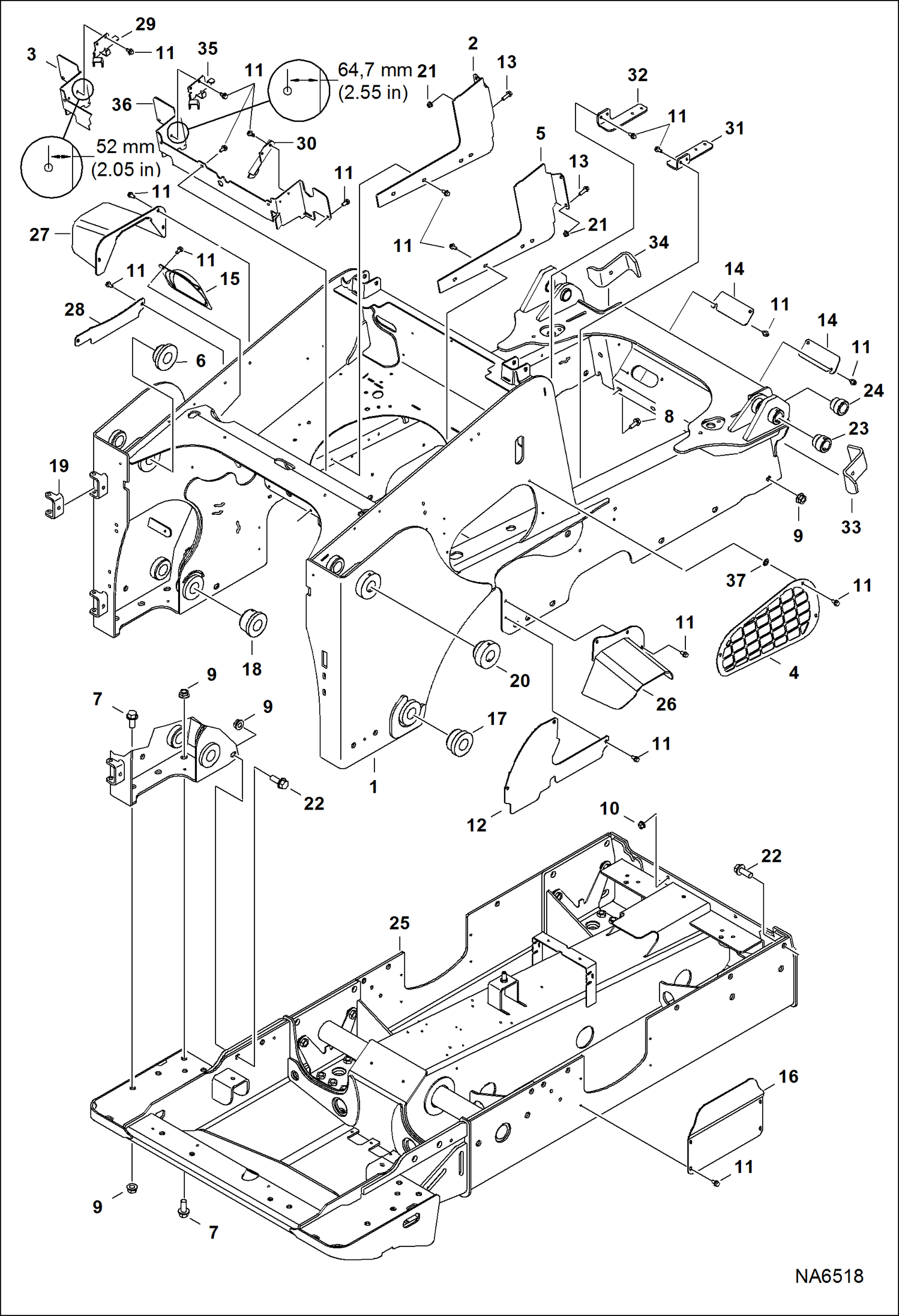 Схема запчастей Bobcat T-Series - MAIN FRAME (S/N A3PG11920 & Above, A3PH11589 & Above) MAIN FRAME