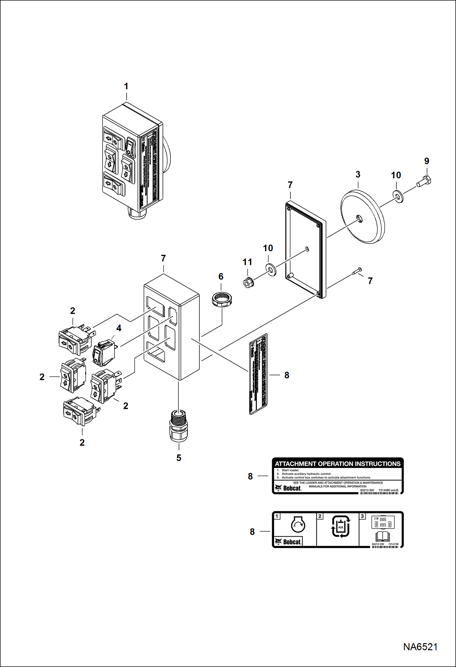 Схема запчастей Bobcat ATTACHMENT CONTROL KITS - ATTACHMENT PLUS BOX CONTROL Loader
