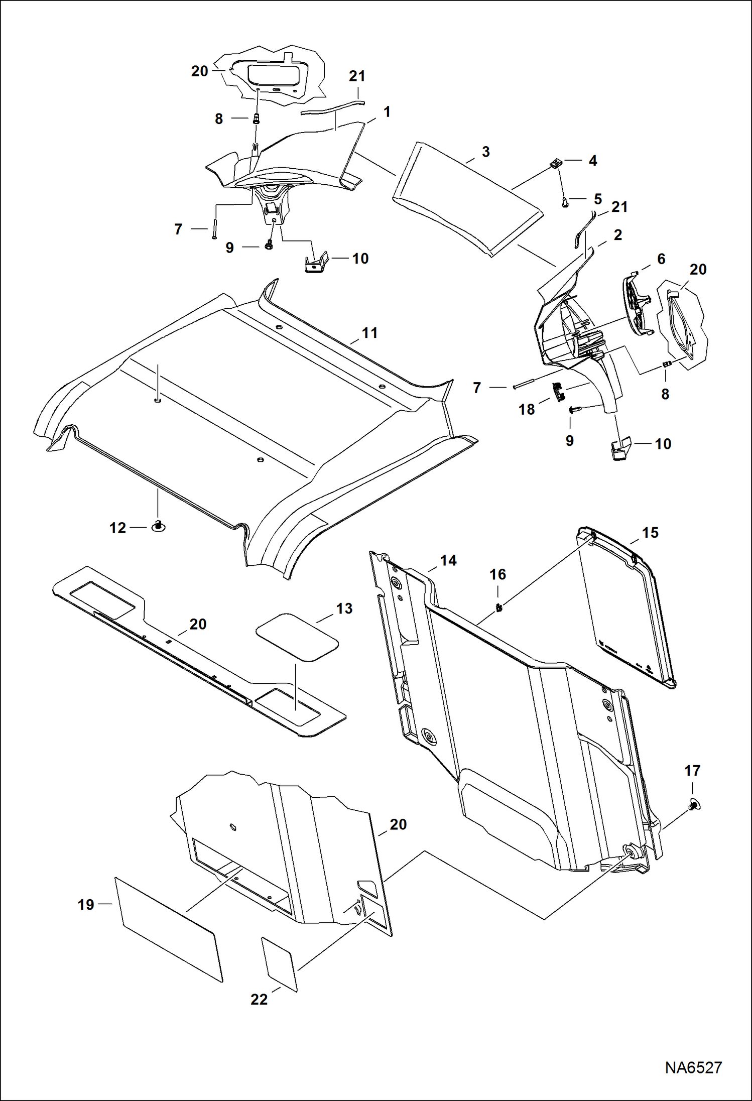 Схема запчастей Bobcat S-Series - OPERATOR CAB (Cab Interior) (Standard) MAIN FRAME
