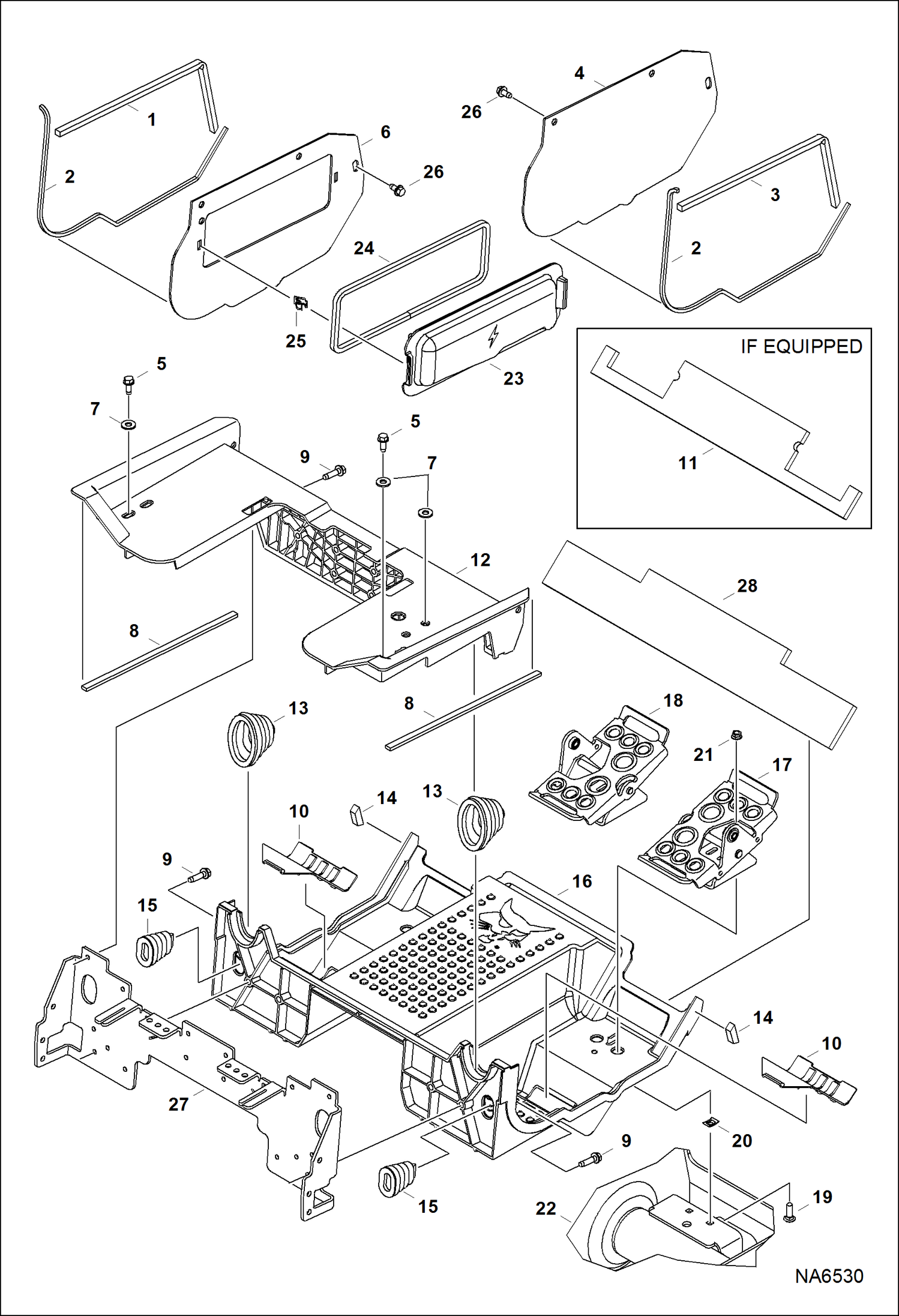 Схема запчастей Bobcat S-Series - PANELS (Floor Pan) (Manual Controls, AHC & ACS) MAIN FRAME