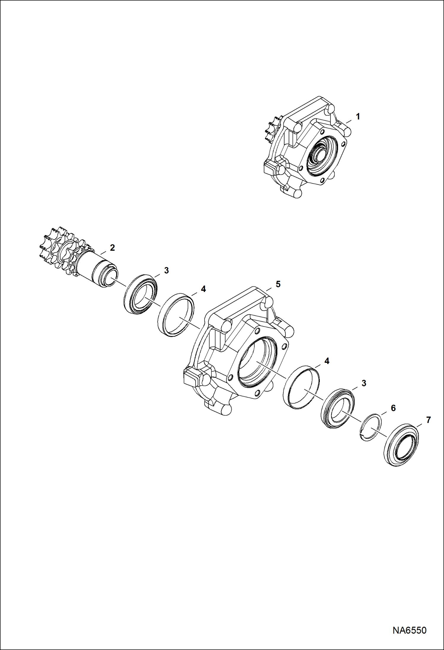 Схема запчастей Bobcat S-Series - MOTOR CARRIER (Drive Motor Mount Assy.) (2-Speed Motor) DRIVE TRAIN