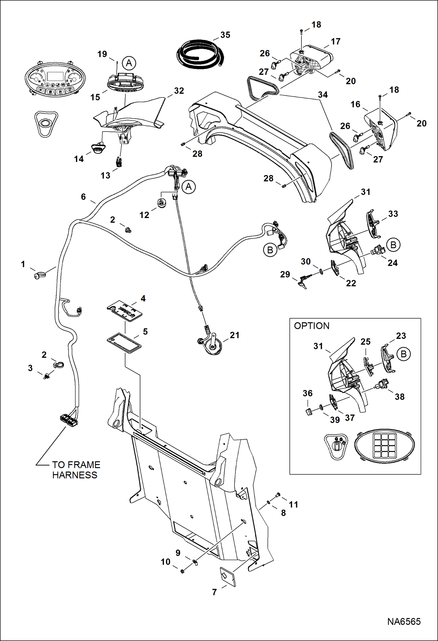 Схема запчастей Bobcat S-Series - CAB ELECTRICAL CIRCUITRY (Standard) ELECTRICAL SYSTEM