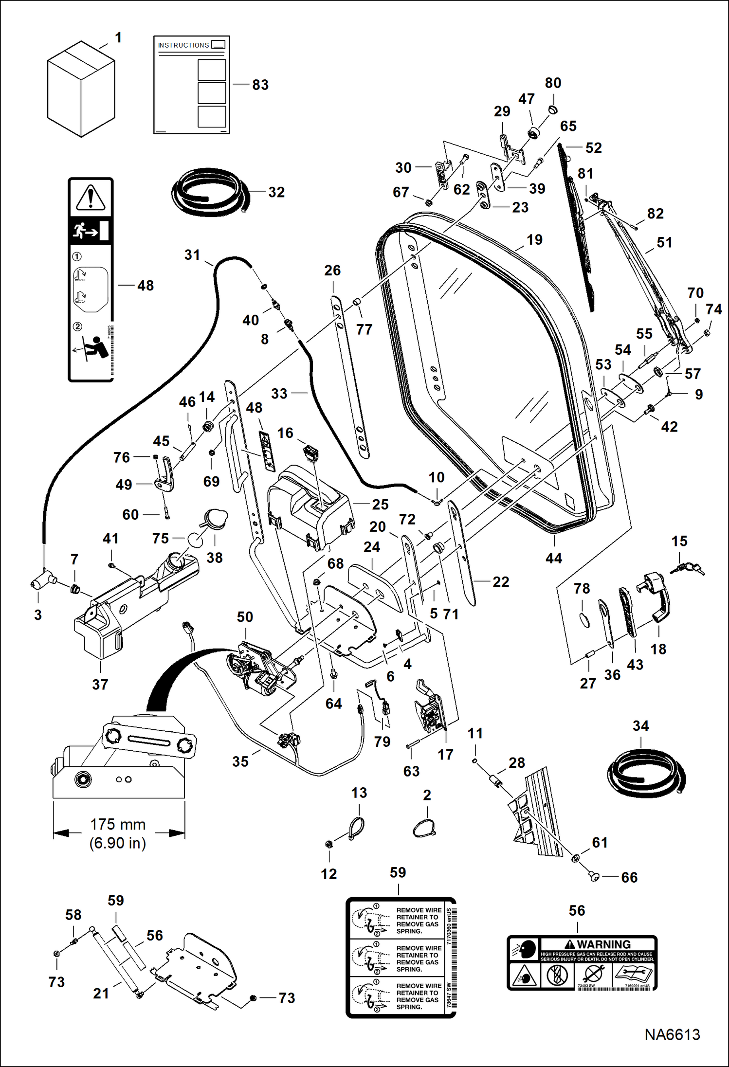 Схема запчастей Bobcat S-Series - CAB DOOR ACCESSORIES & OPTIONS