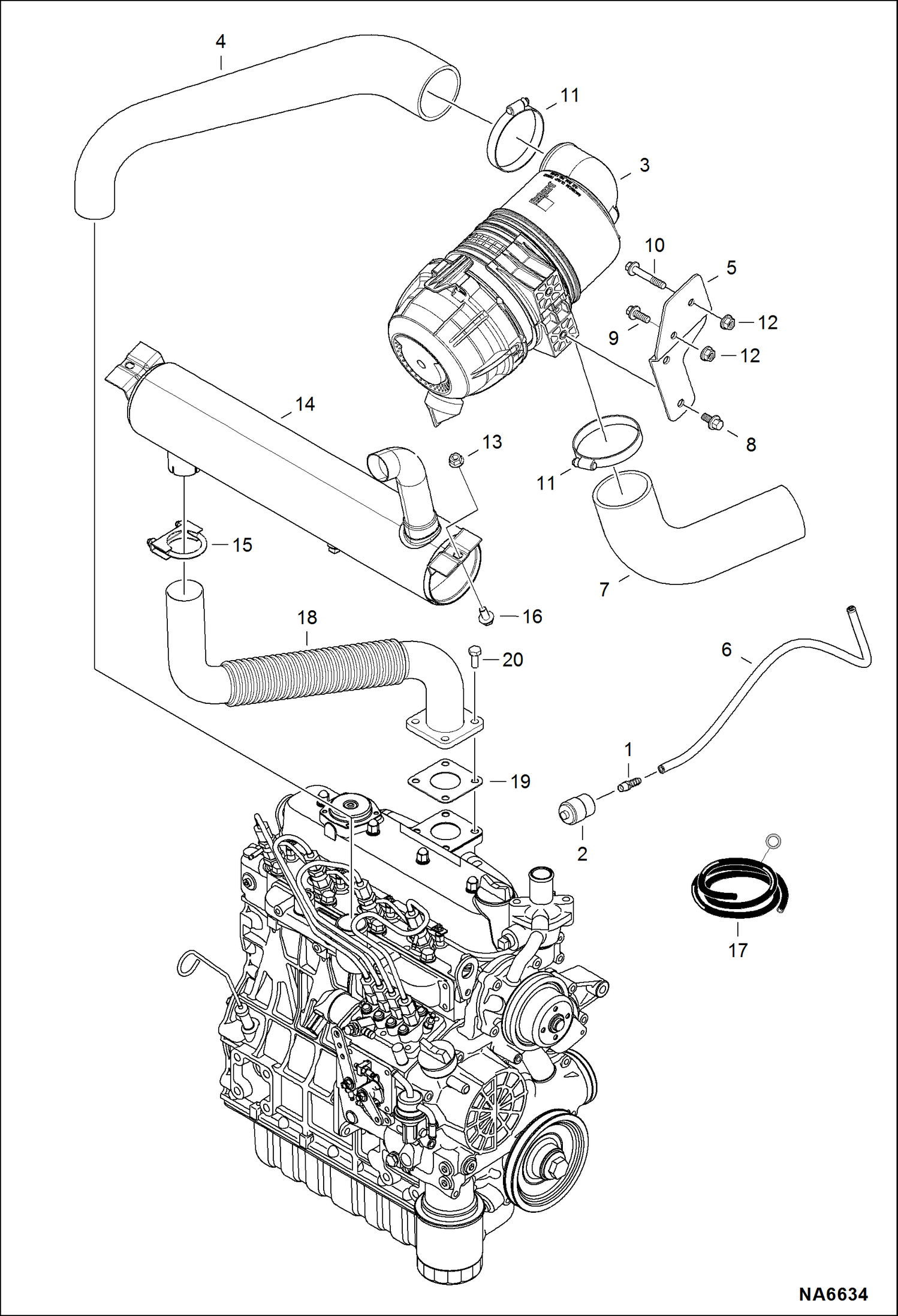 Схема запчастей Bobcat S-Series - ENGINE & ATTACHING PARTS (Air Cleaner & Muffler) POWER UNIT