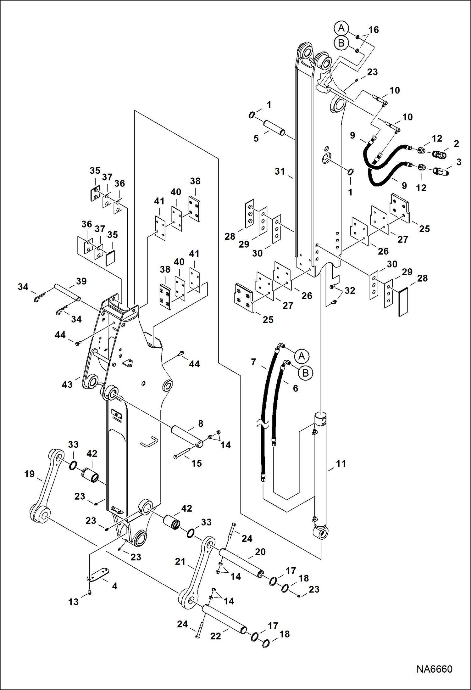 Схема запчастей Bobcat E42 - EXTENDABLE ARM (Assy) ACCESSORIES & OPTIONS