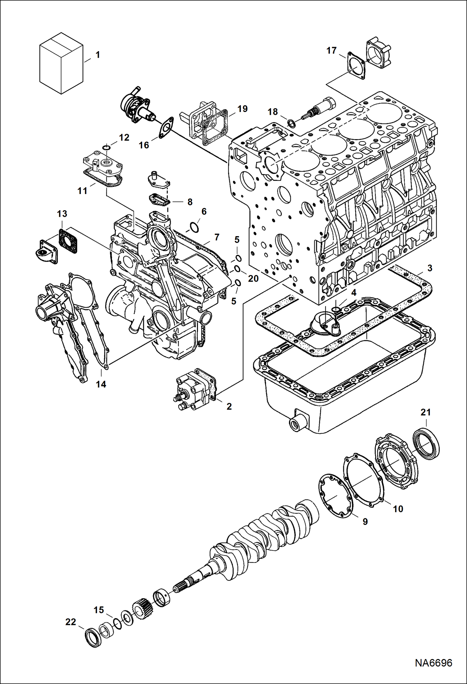 Схема запчастей Bobcat 600s - LOWER GASKET KIT POWER UNIT
