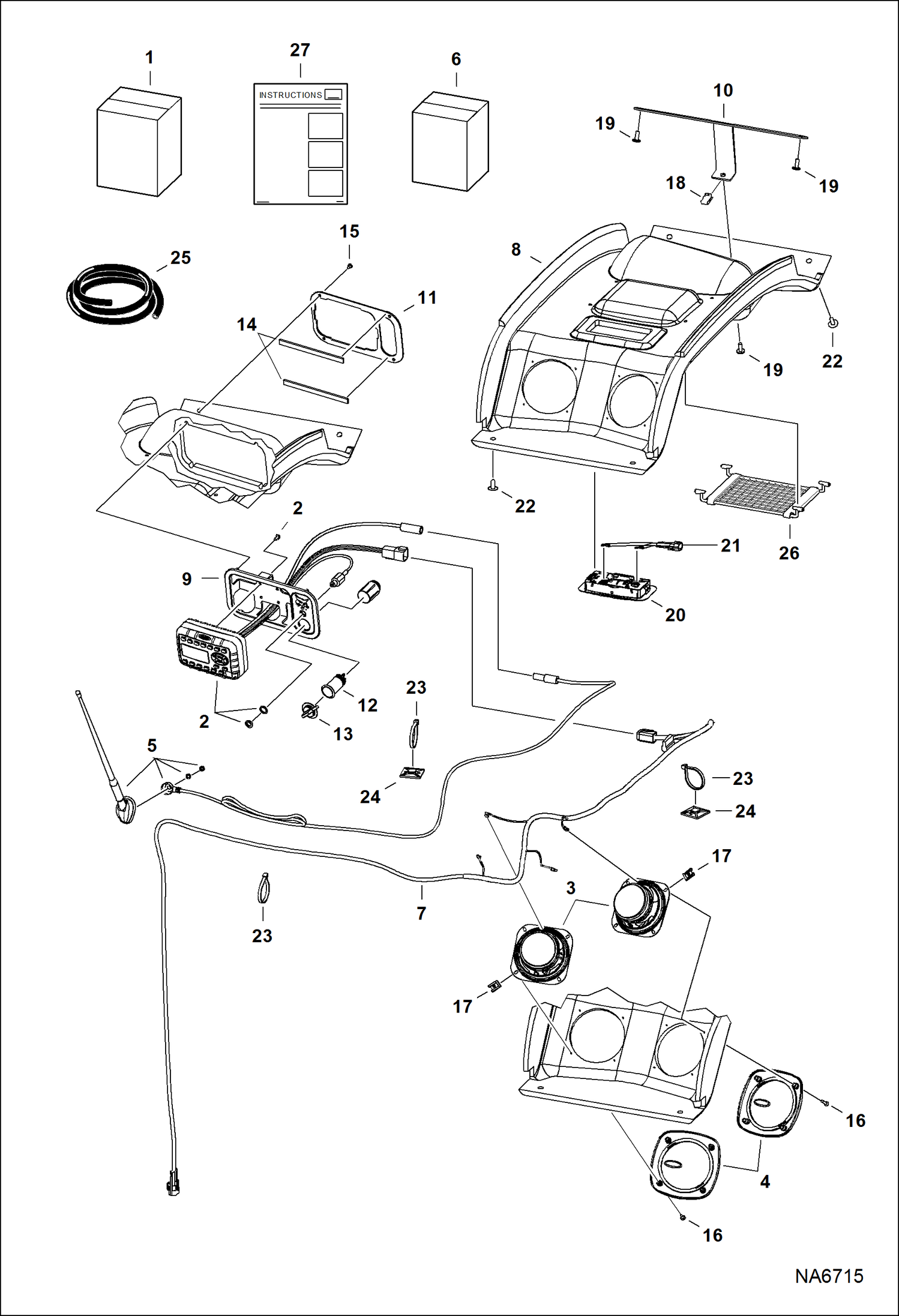Схема запчастей Bobcat 5600 - RADIO KIT (Weatherproof Stereo) ACCESSORIES & OPTIONS