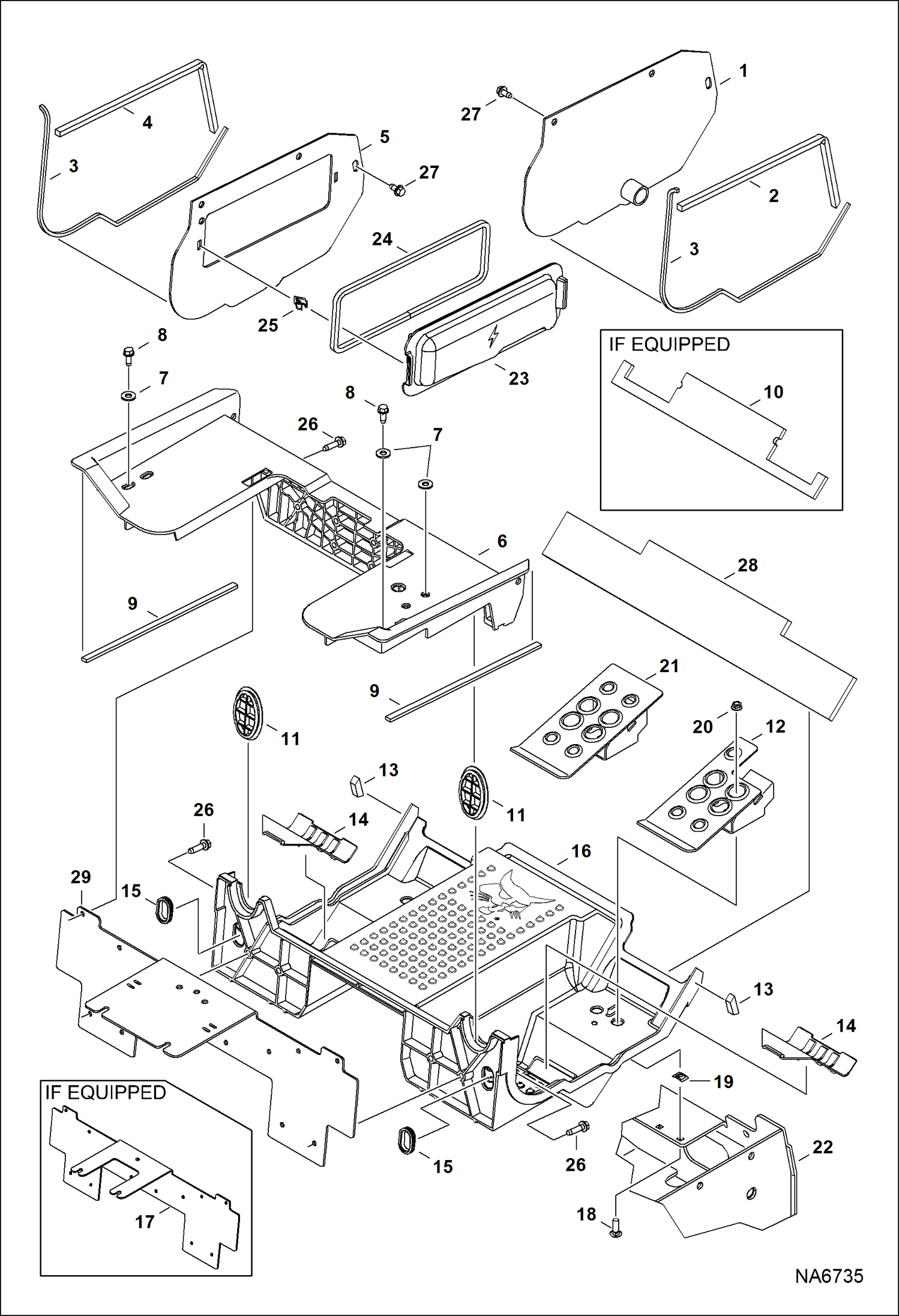 Схема запчастей Bobcat T-Series - PANELS (Floor Pan) (Selectable Joystick Controls) MAIN FRAME
