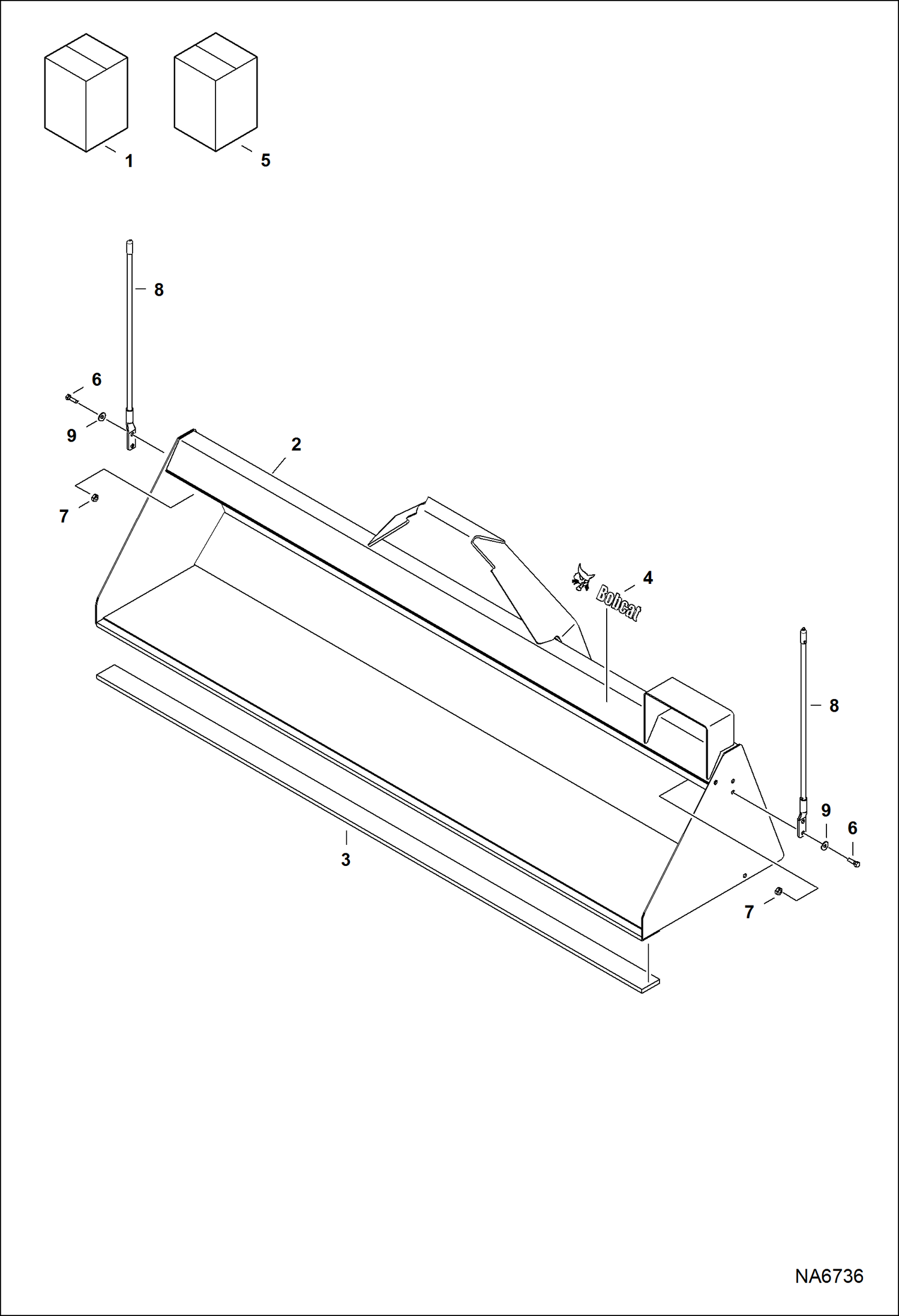 Схема запчастей Bobcat BUCKETS - BUCKET (62 AU2T) Универсальный мини-грузовик