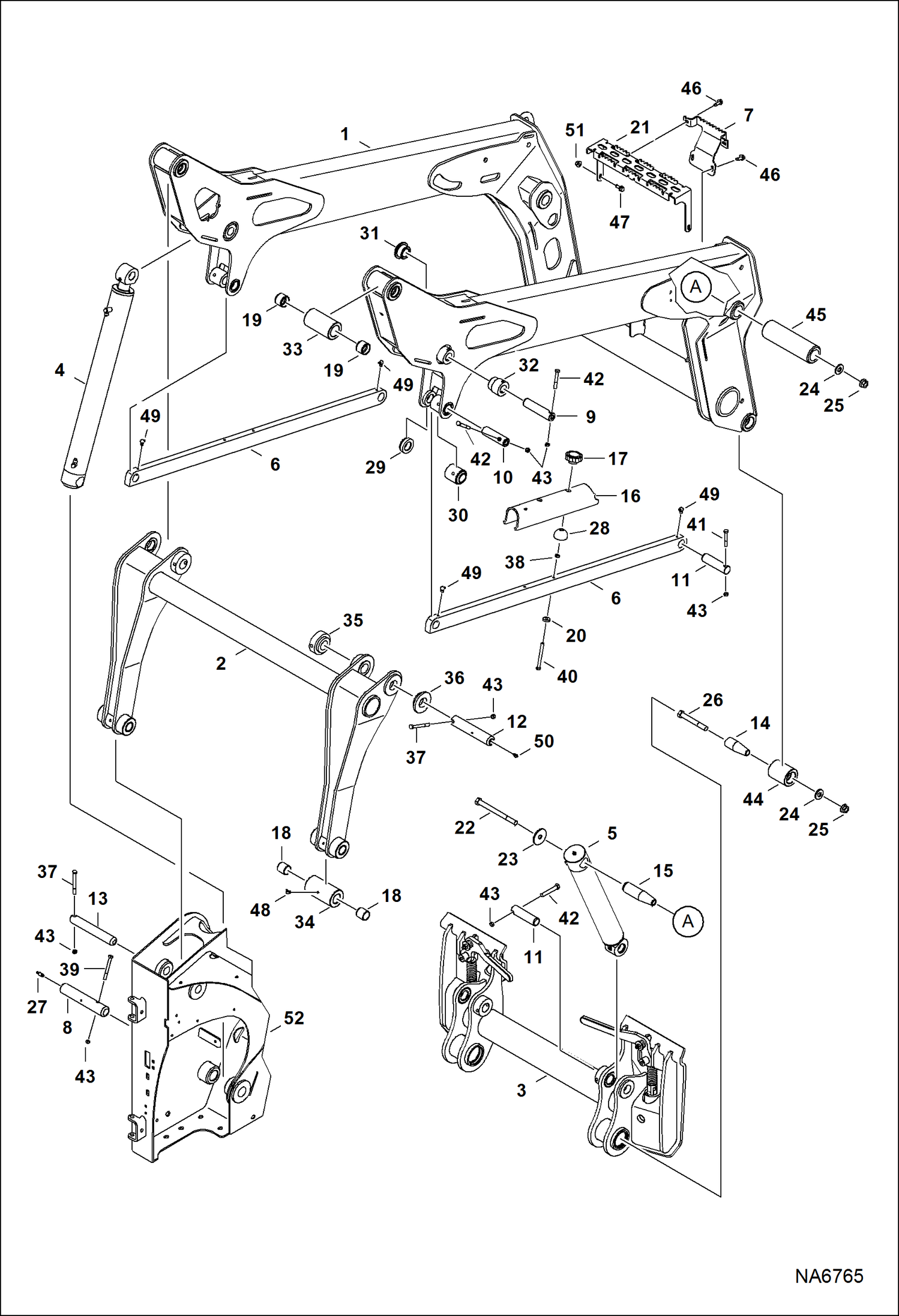 Схема запчастей Bobcat S-Series - LIFT ARM & BOB-TACH MAIN FRAME