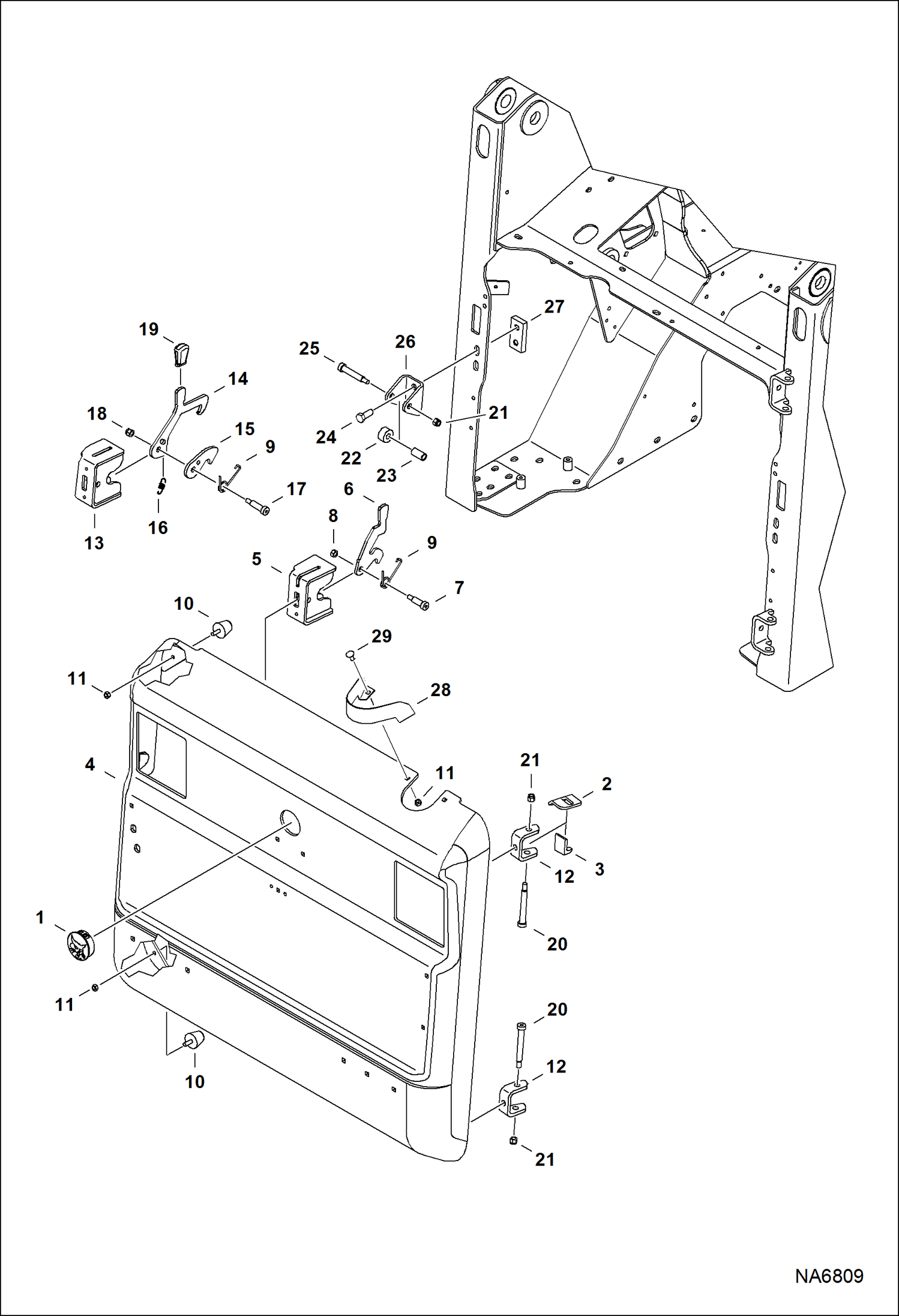 Схема запчастей Bobcat S-Series - REAR DOOR MAIN FRAME