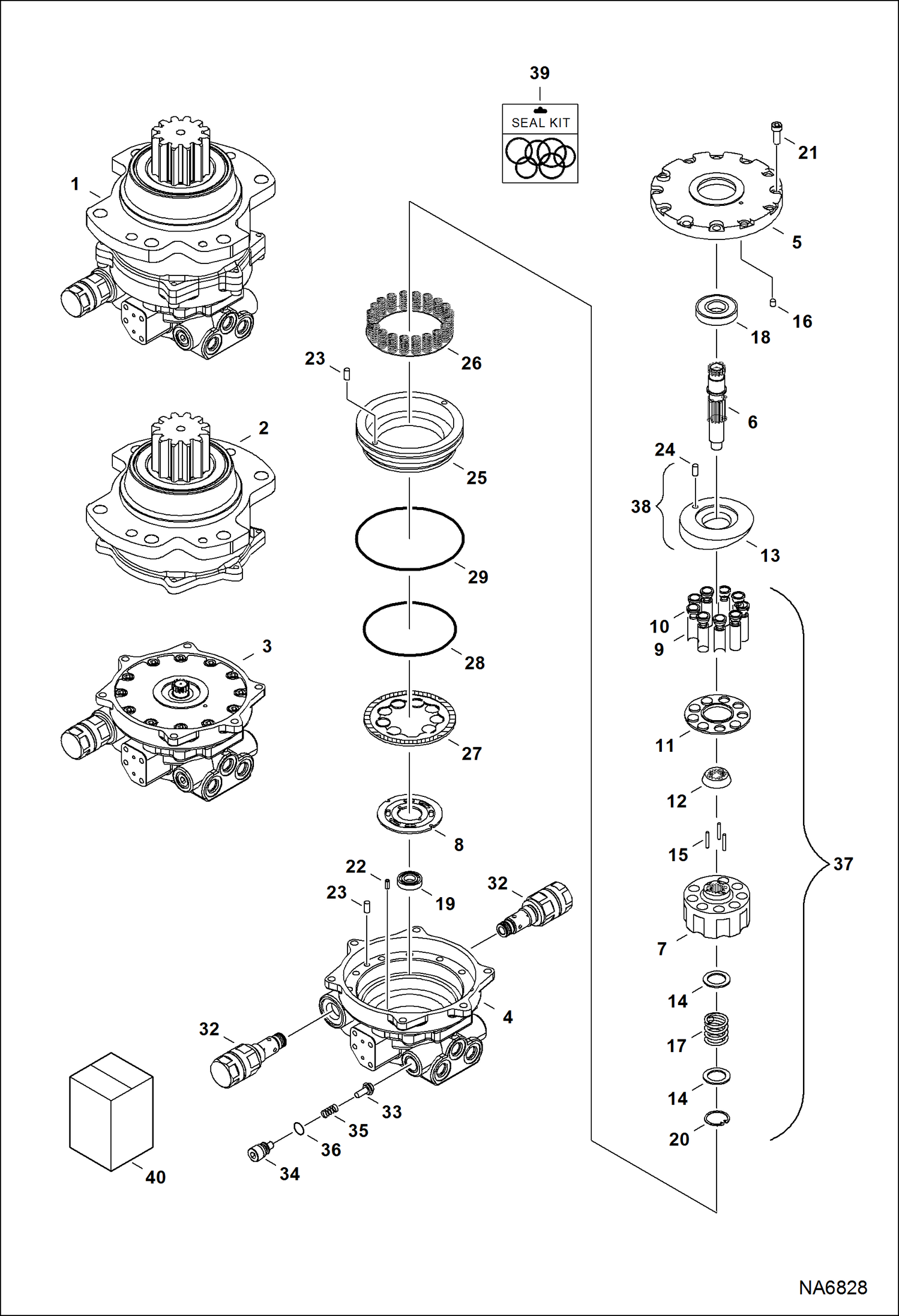 Схема запчастей Bobcat E25 - SLEW MOTOR (Assy) HYDRAULIC SYSTEM