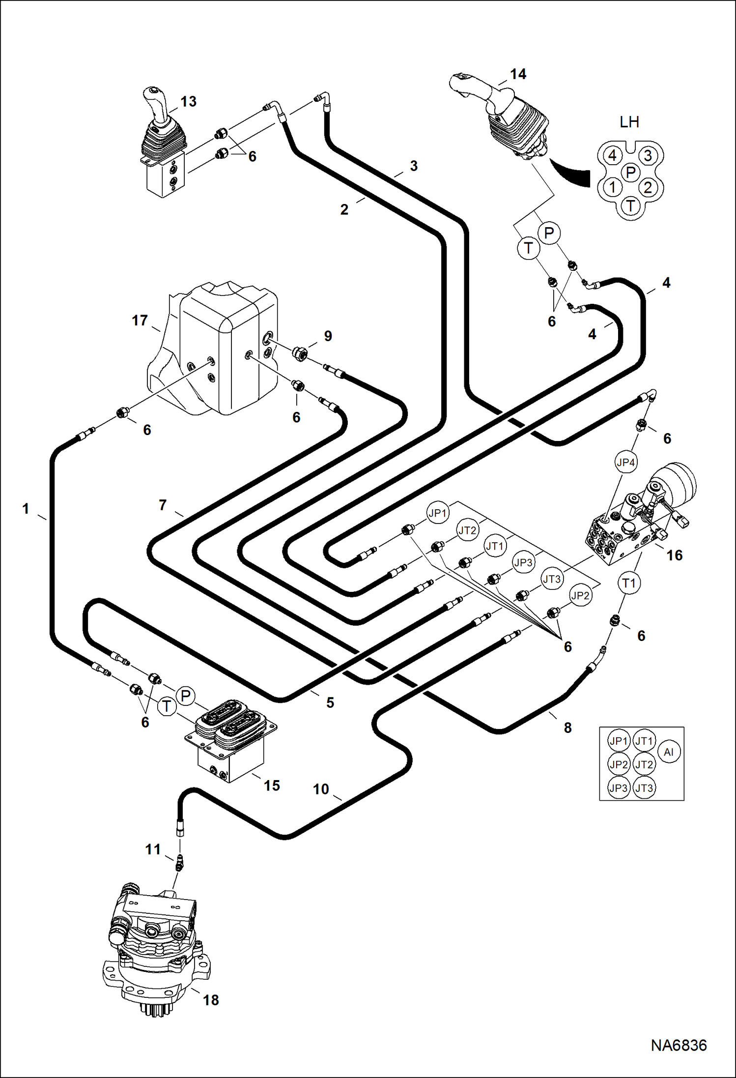Схема запчастей Bobcat E25 - HYDRAULIC CIRCUITRY (Pilot W/O and W/ JPS) HYDRAULIC SYSTEM