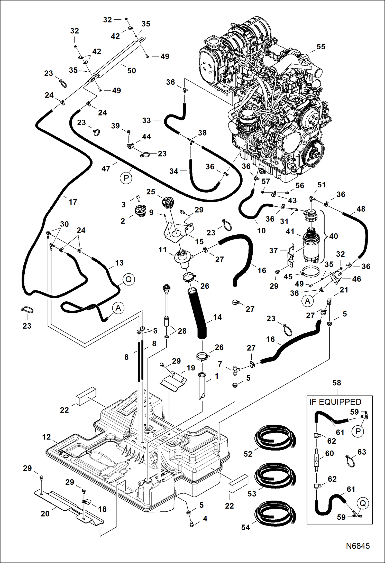 Схема запчастей Bobcat A-Series - ENGINE & ATTACHING PARTS (Fuel System) (S/N ATDW & Above, ATDY & Above) POWER UNIT