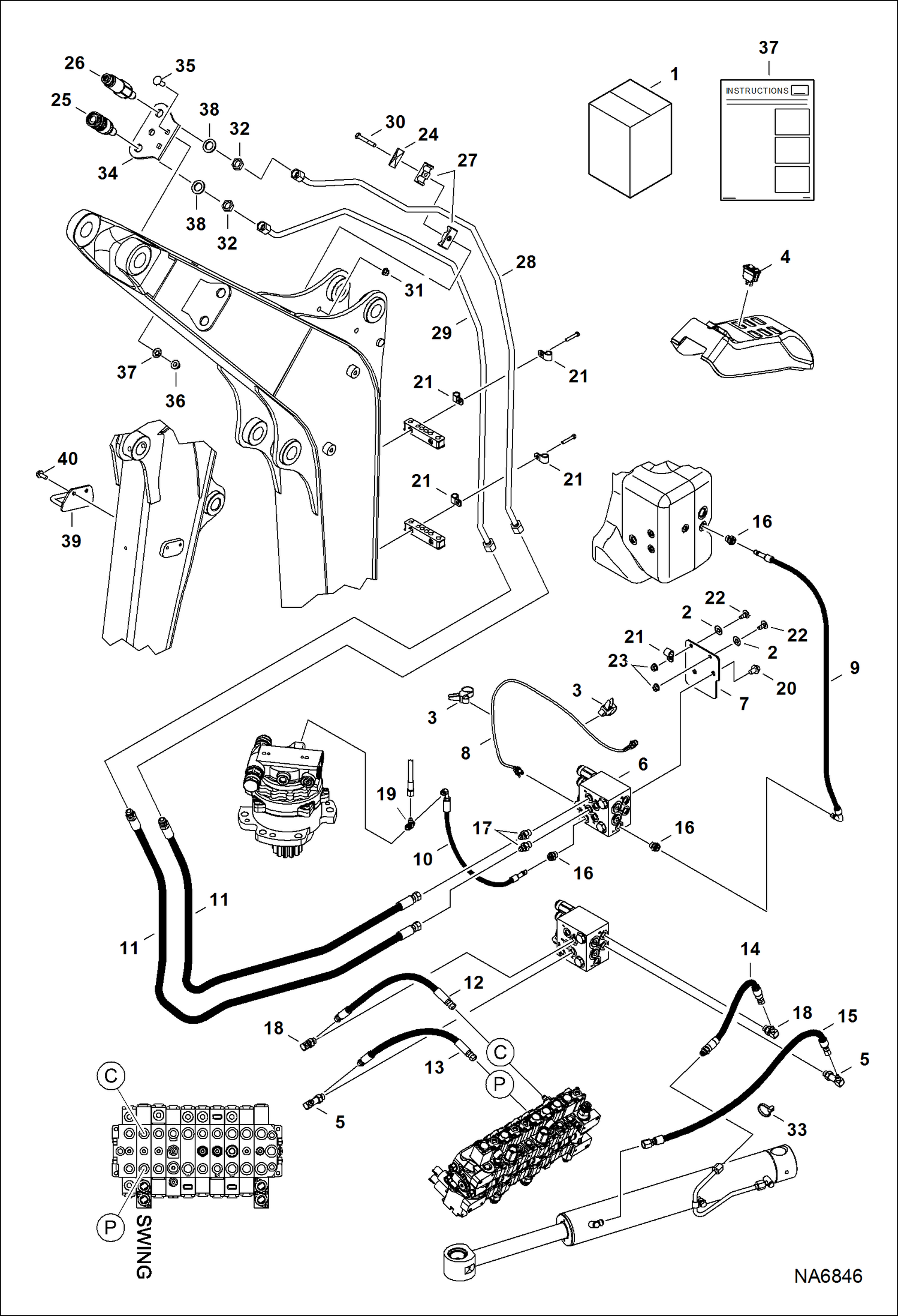 Схема запчастей Bobcat E25 - SECONDARY AUXILIARY KIT ACCESSORIES & OPTIONS