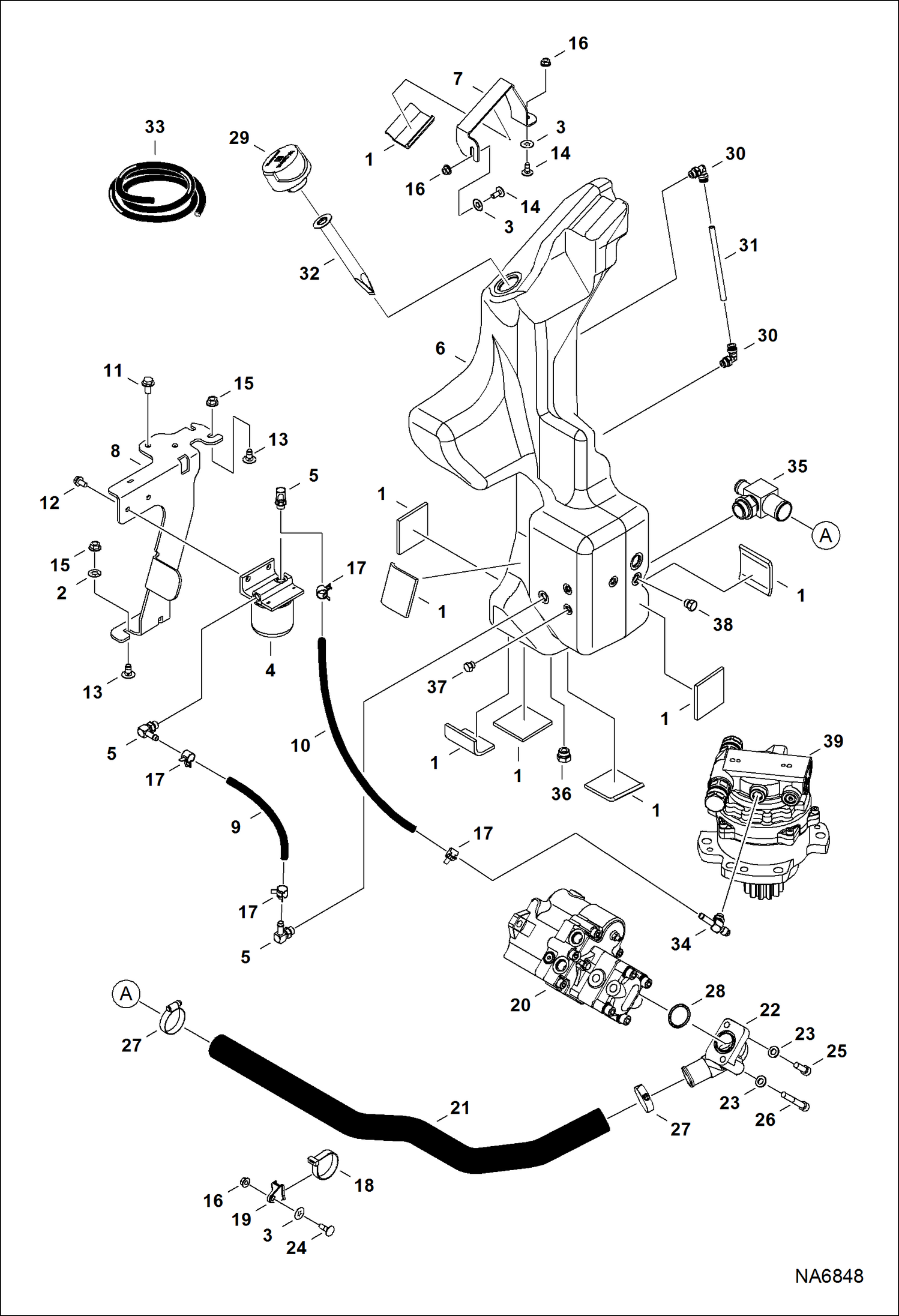 Схема запчастей Bobcat E25 - HYDRAULIC CIRCUITRY (Tank & Pump) HYDRAULIC SYSTEM