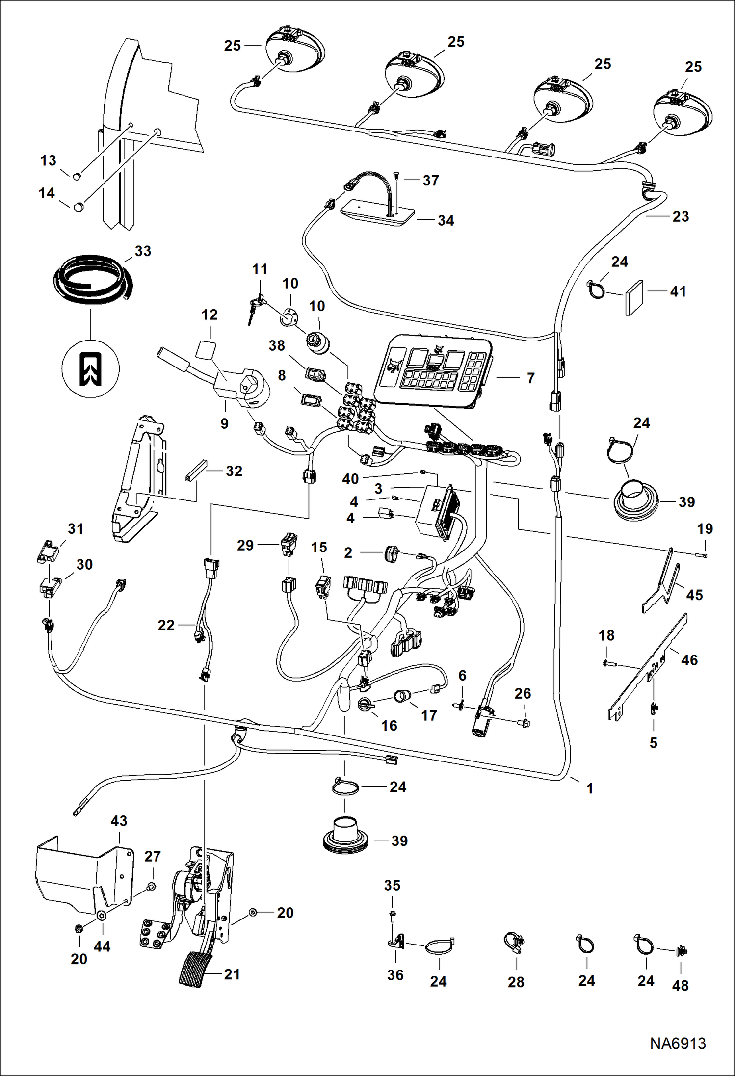 Схема запчастей Bobcat 5600 - CAB ELECTRICAL (A94Y14000 & Above) ELECTRICAL SYSTEM