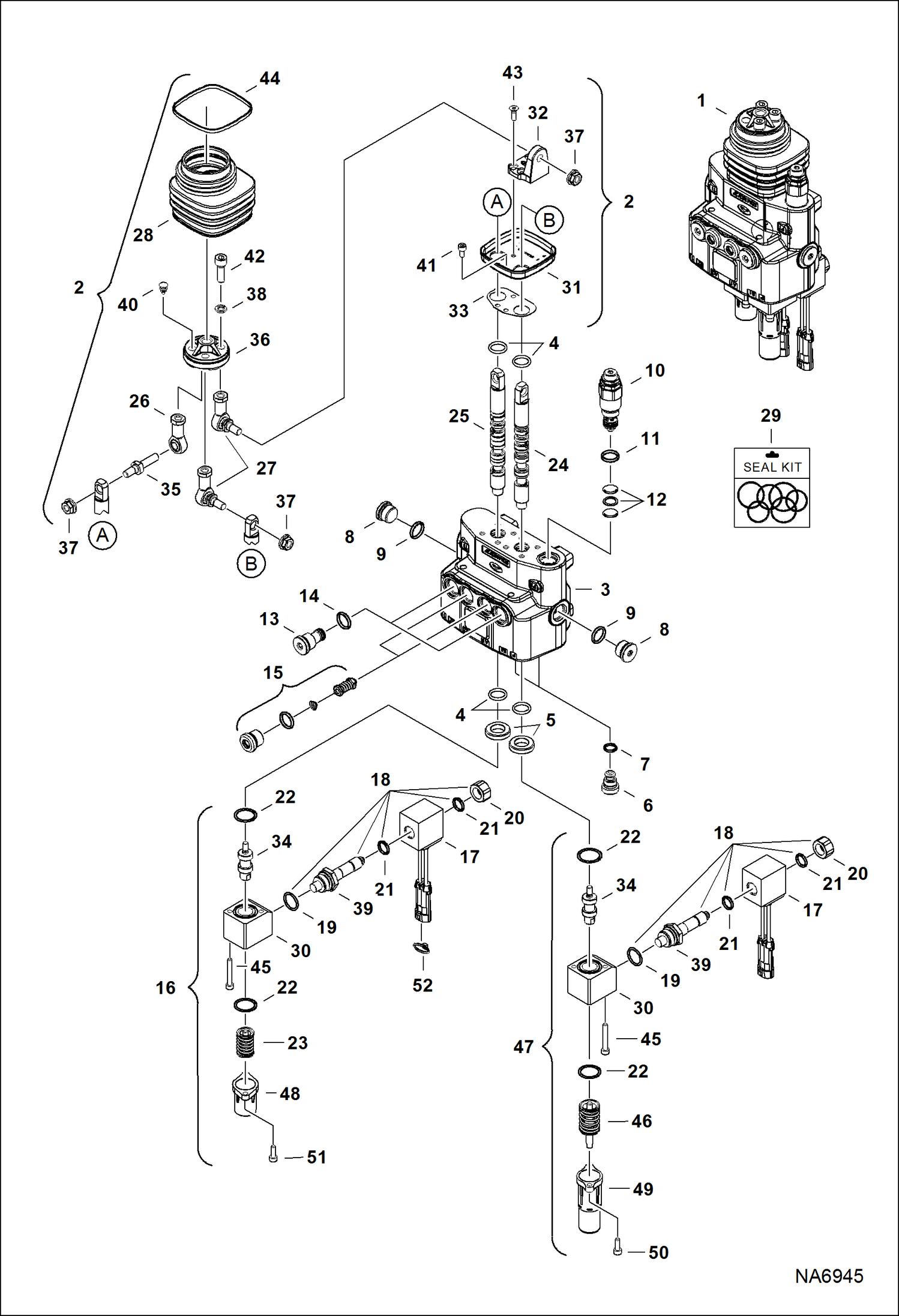 Схема запчастей Bobcat 3650 - CONTROL VALVE HYDRAULIC SYSTEM