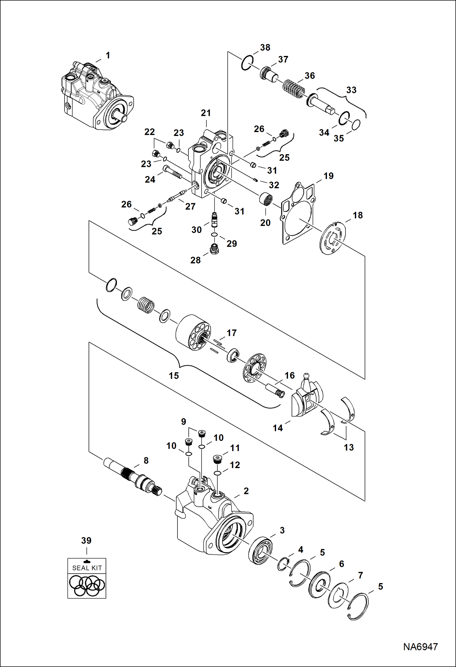 Схема запчастей Bobcat 3600 - HYDRAULIC MOTOR HYDROSTATIC SYSTEM