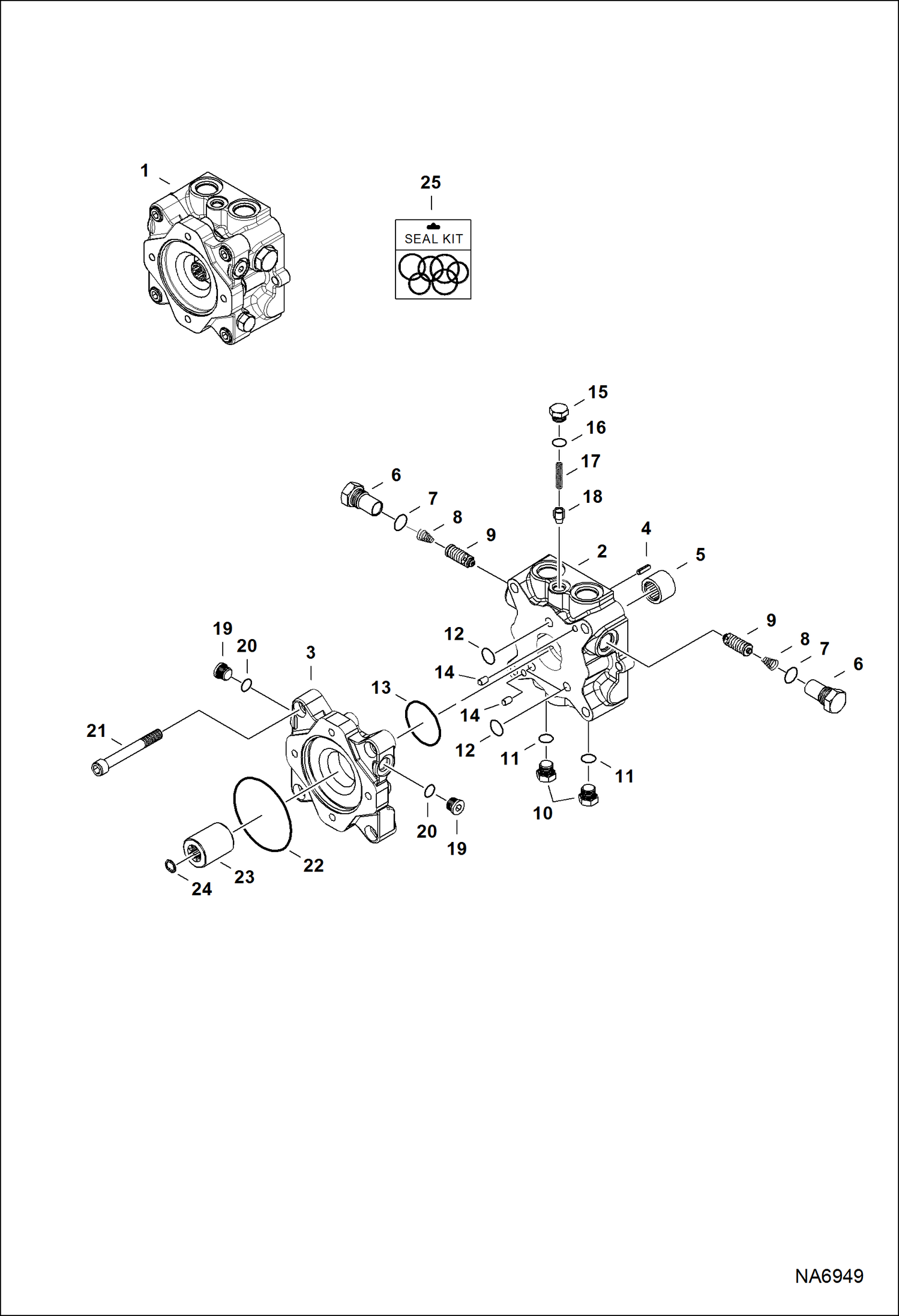 Схема запчастей Bobcat 3600 - HYDRAULIC PUMP (Valve Housing) HYDROSTATIC SYSTEM
