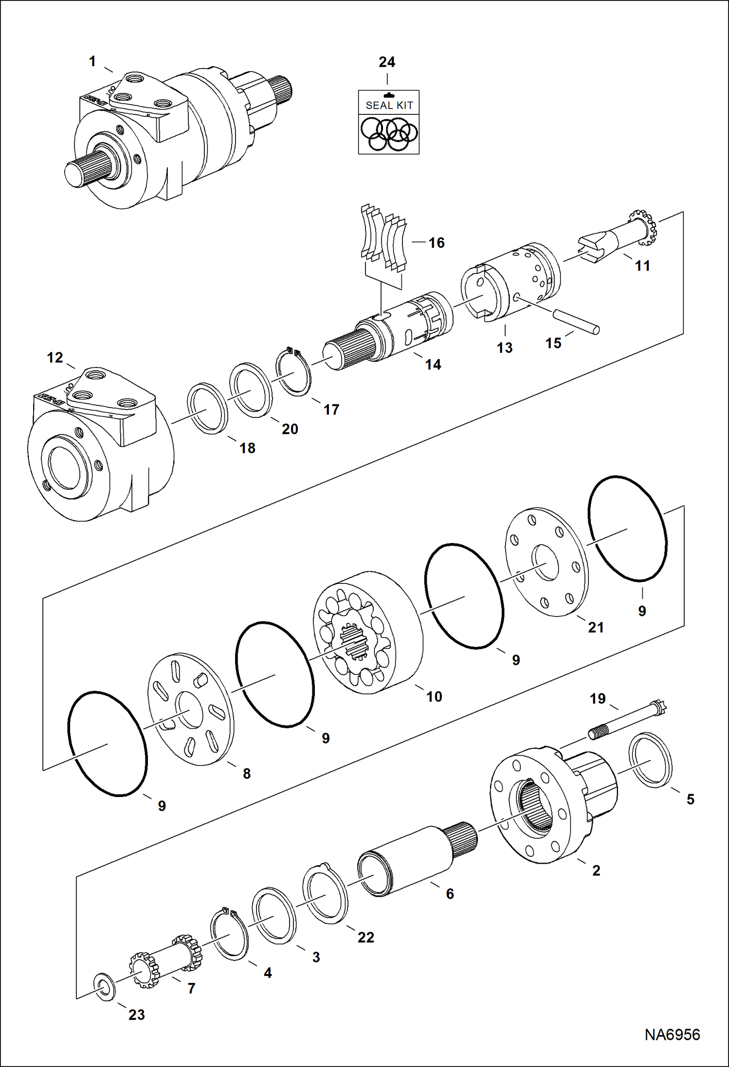 Схема запчастей Bobcat 3600 - POWER STEERING MOTOR HYDROSTATIC SYSTEM