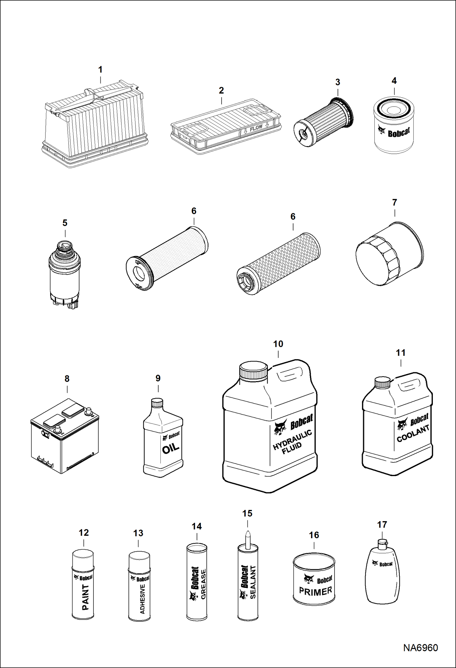 Схема запчастей Bobcat A-Series - MAINTENANCE ITEMS (Service Parts) MAINTENANCE ITEMS