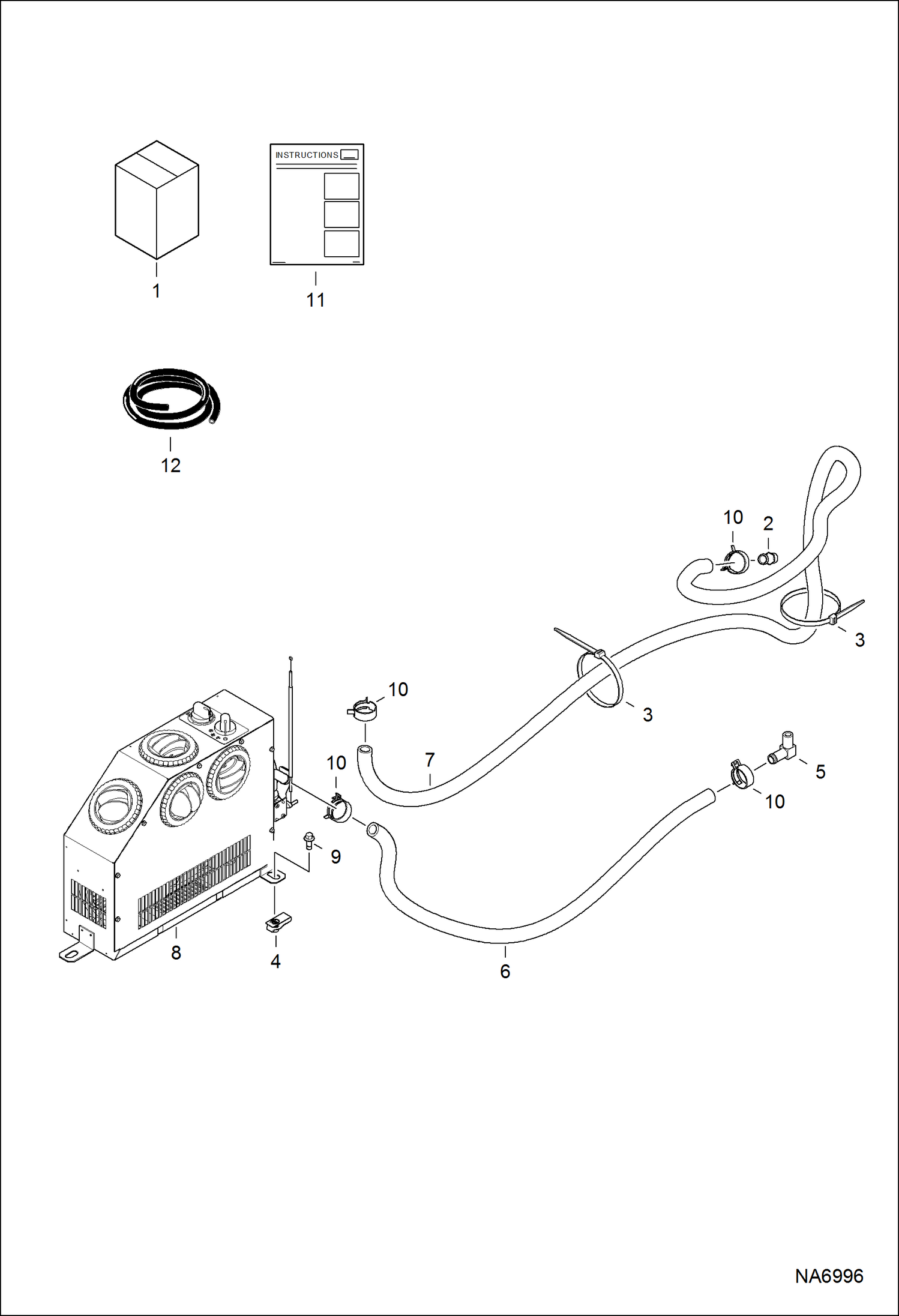 Схема запчастей Bobcat 319 - HEATER KIT (Cab) ACCESSORIES & OPTIONS