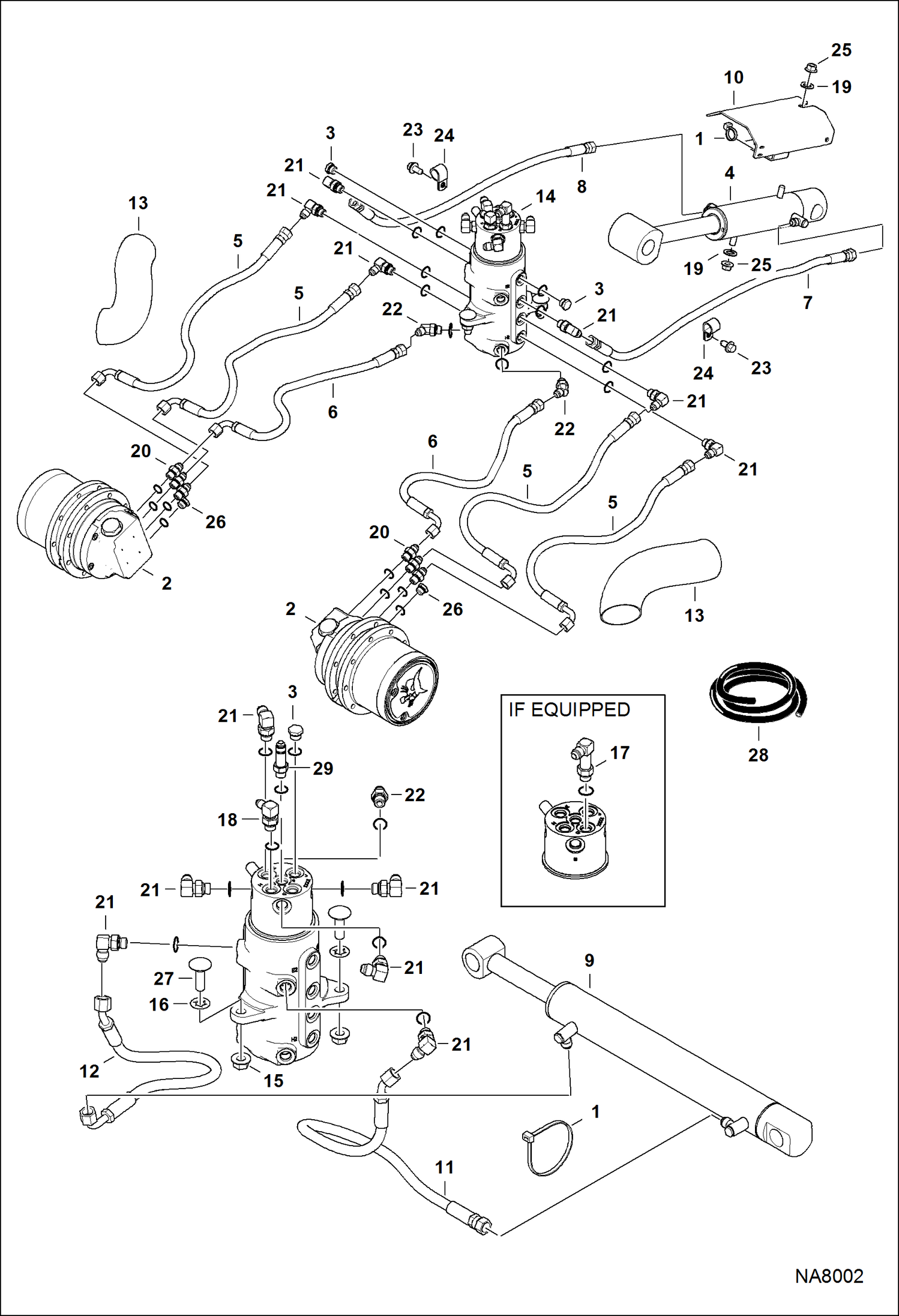 Схема запчастей Bobcat E08 - HYDRAULIC CIRCUITRY (Lower) (S/N A4BP11468 & Above) HYDRAULIC SYSTEM