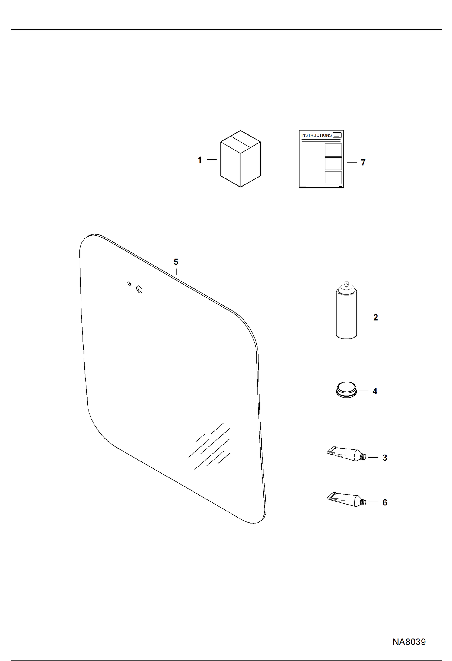 Схема запчастей Bobcat 319 - FRONT WINDOW KIT ACCESSORIES & OPTIONS