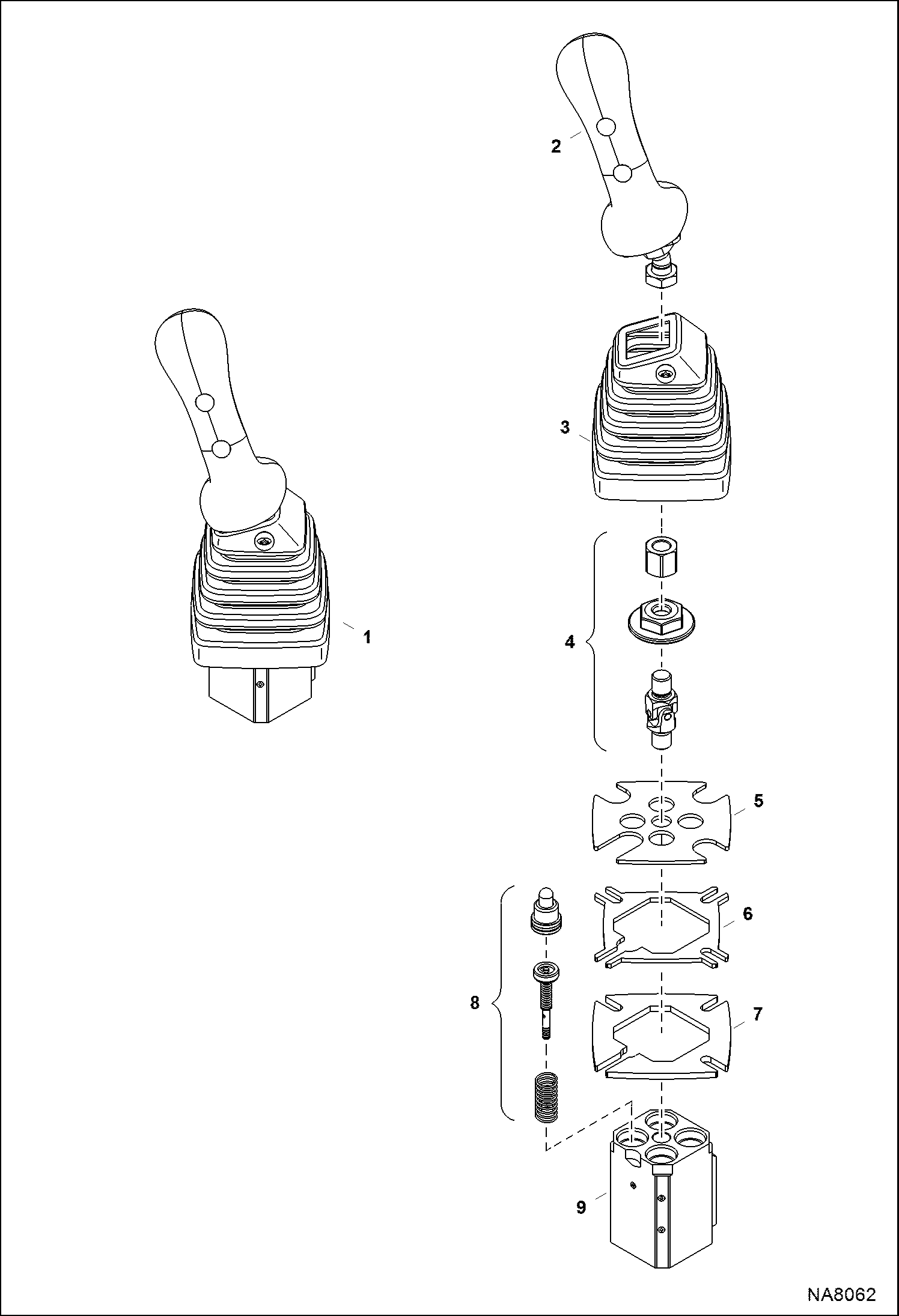 Схема запчастей Bobcat E14 - RH JOYSTICK CONTROLS AHNM22242 & Above HYDRAULIC SYSTEM