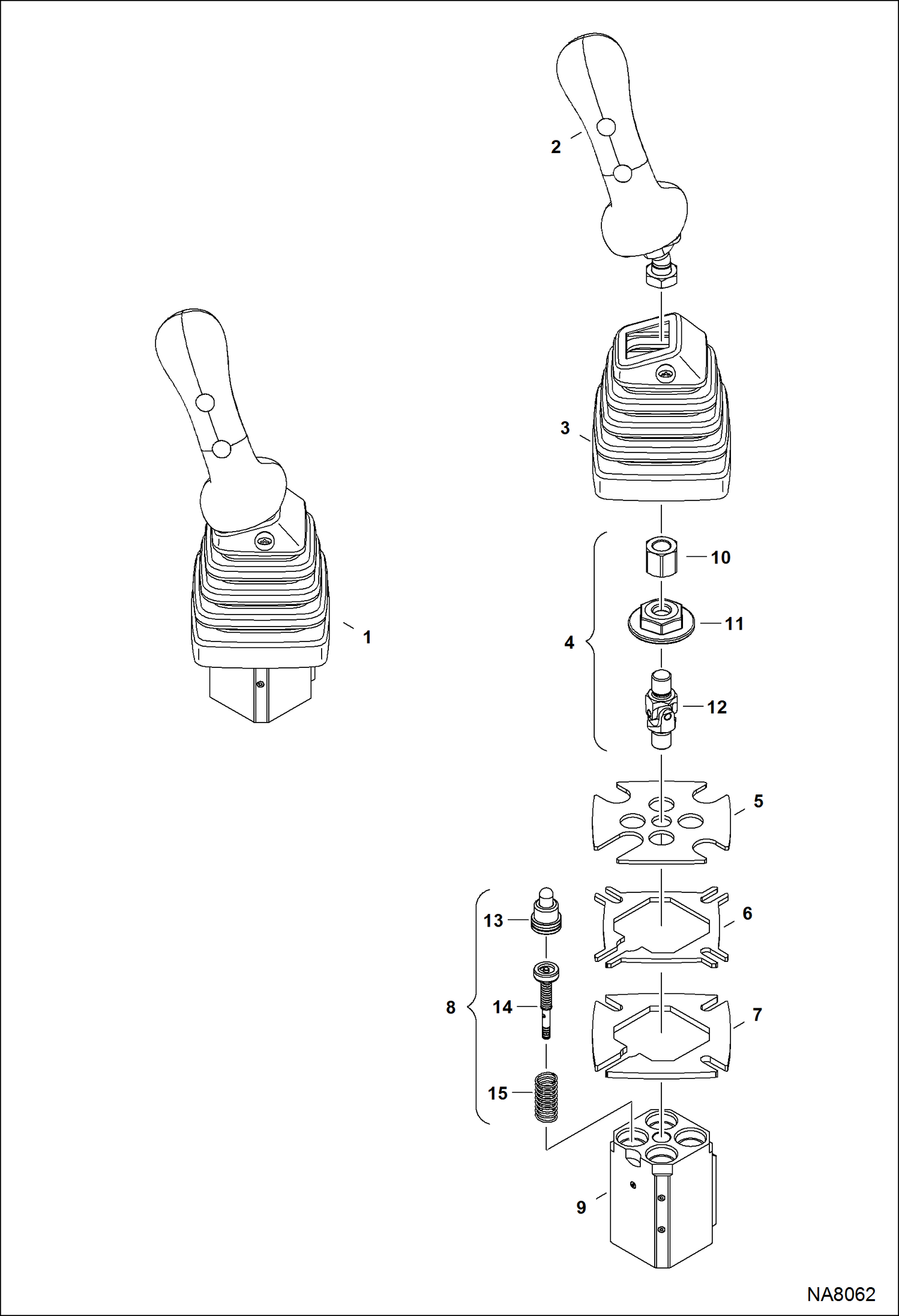 Схема запчастей Bobcat 324 - RH JOYSTICK CONTROLS AKY522622 & Above HYDRAULIC SYSTEM